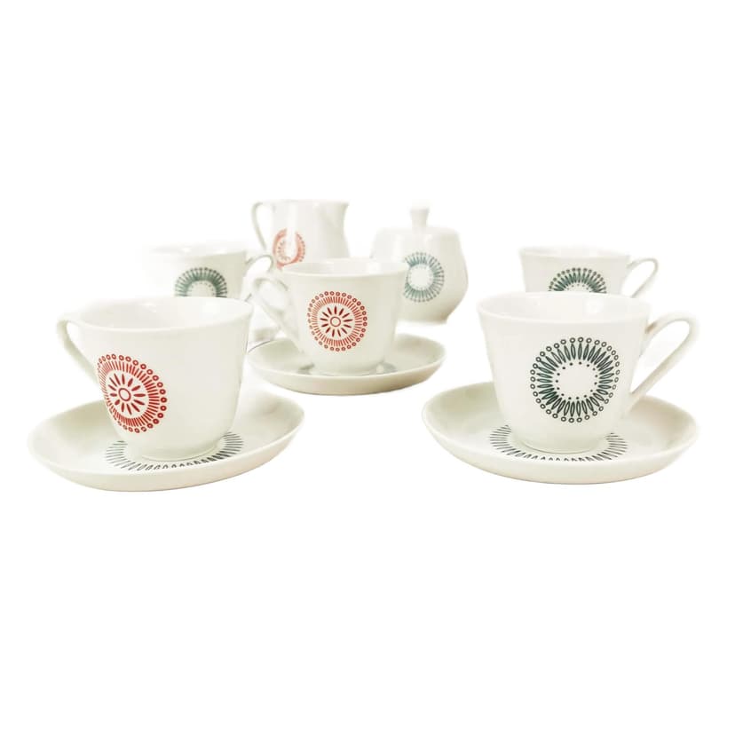 Zestaw do espresso, porcelana złamana biel, Lettin, Niemcy, lata 60.