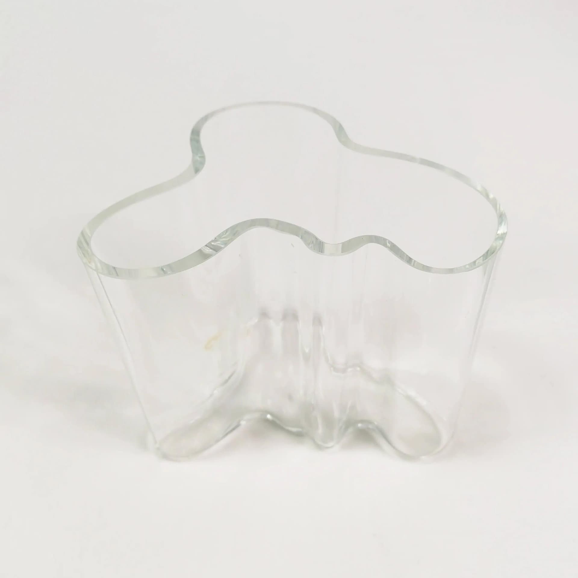 Pair of vases model 3030, transparent glass, white glass, by A. Aalto, Iittala, Finland, 1980s. - 338204