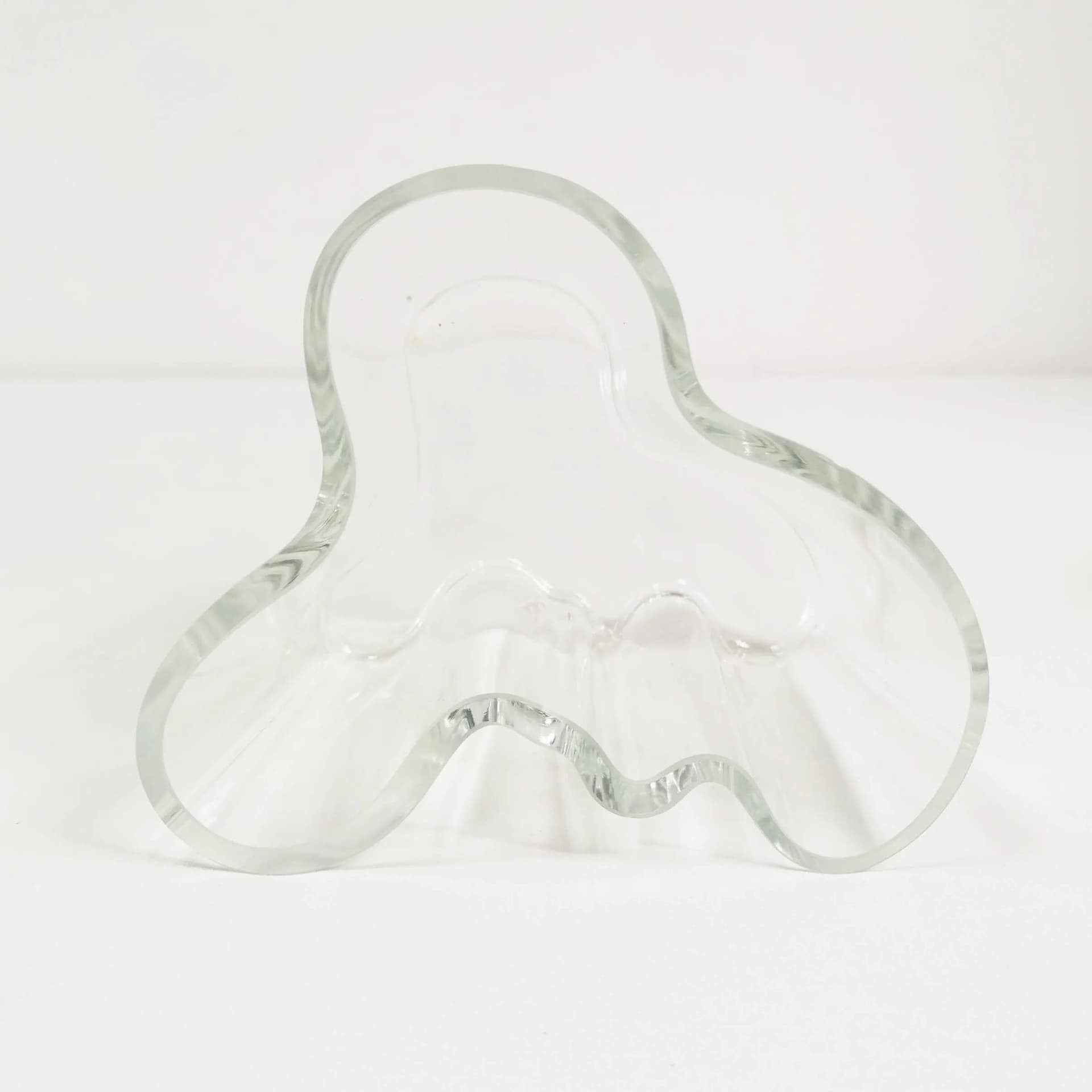Pair of vases model 3030, transparent glass, white glass, by A. Aalto, Iittala, Finland, 1980s. - 338206