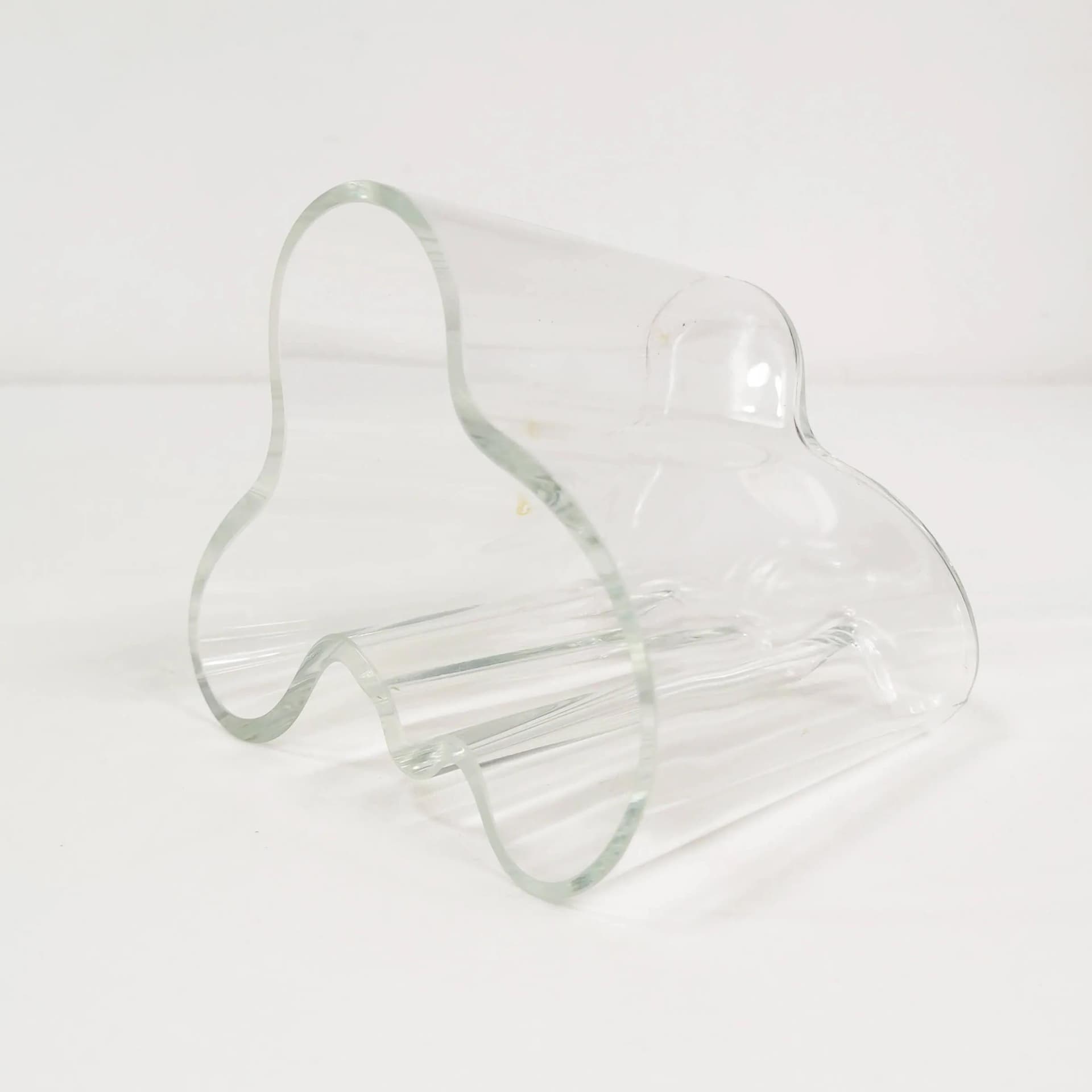 Pair of vases model 3030, transparent glass, white glass, by A. Aalto, Iittala, Finland, 1980s. - 338205