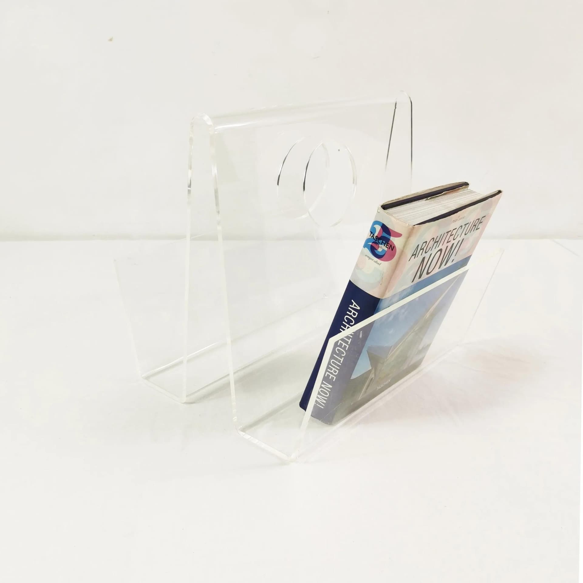 Gazetnik, transparentny, plexi, Włochy, lata 70. - 337826