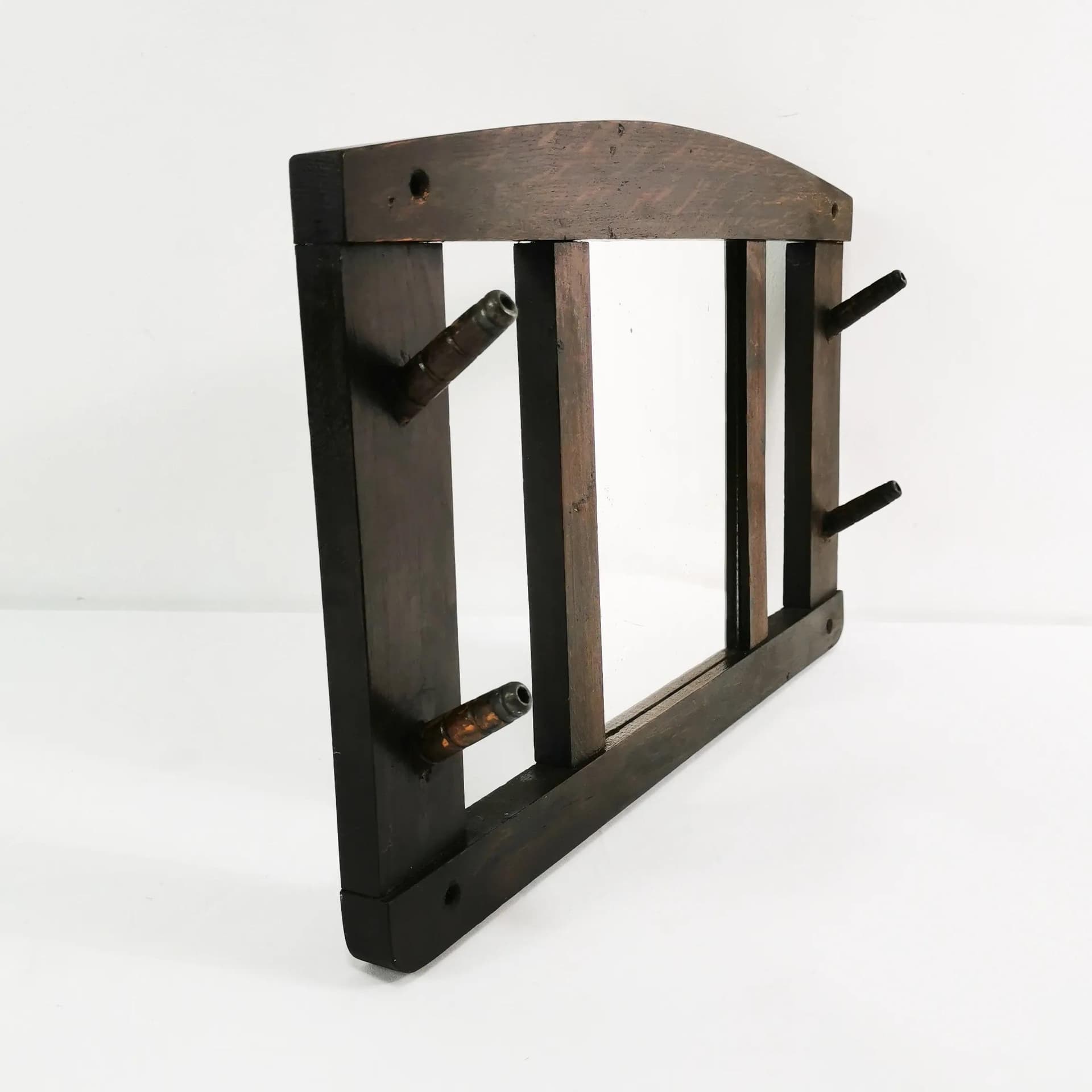 Wall-mounted Rack Art Deco, brown beech, mirror, Denmark, 1930s. - 337771