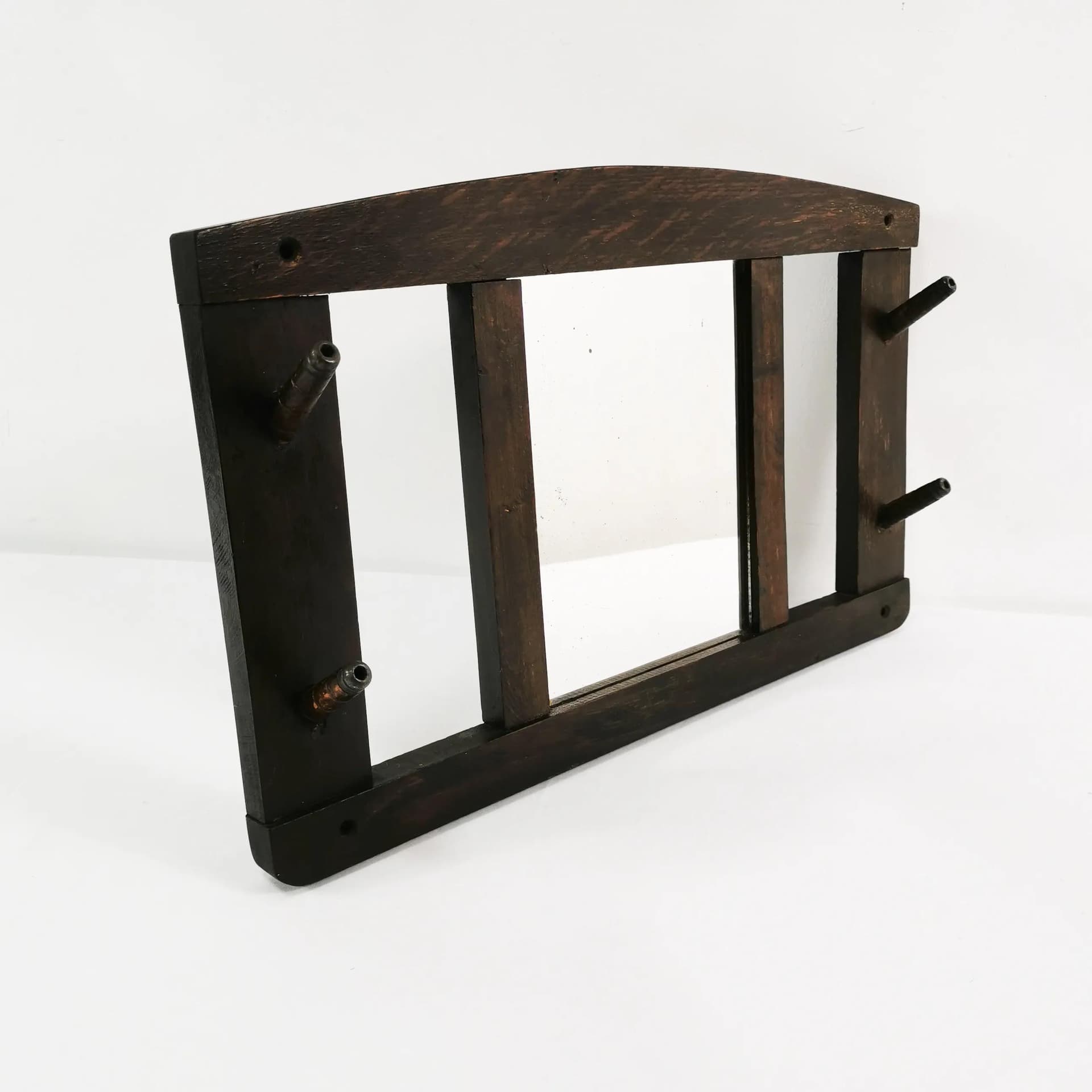 Wall-mounted Rack Art Deco, brown beech, mirror, Denmark, 1930s. - 337768