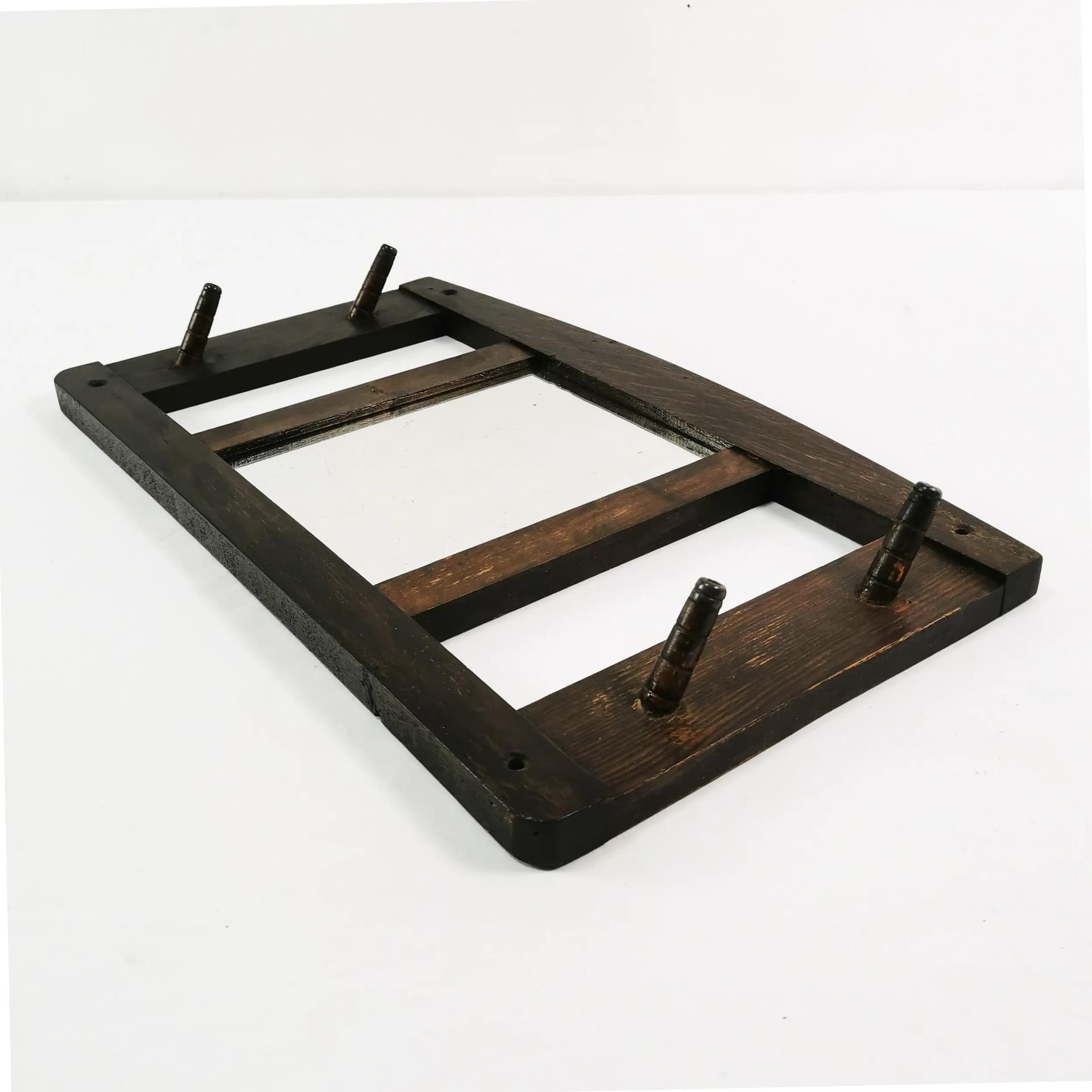 Wall-mounted Rack Art Deco, brown beech, mirror, Denmark, 1930s. - 337772