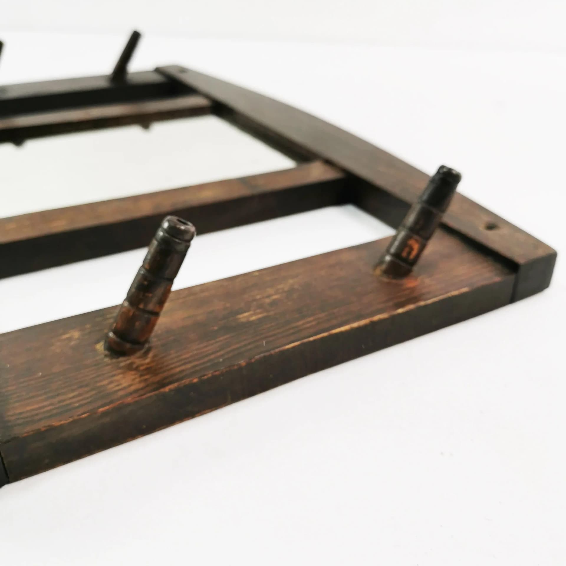 Wall-mounted Rack Art Deco, brown beech, mirror, Denmark, 1930s. - 337773