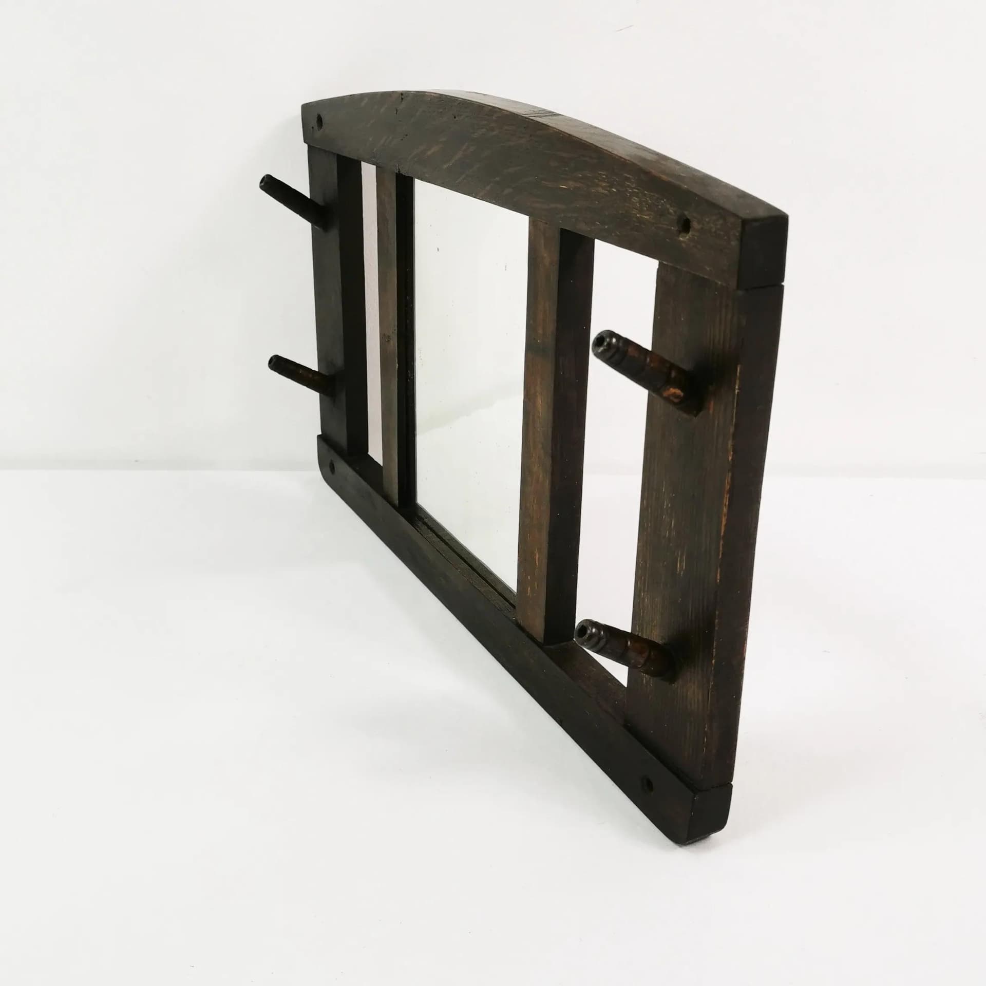 Wall-mounted Rack Art Deco, brown beech, mirror, Denmark, 1930s. - 337770
