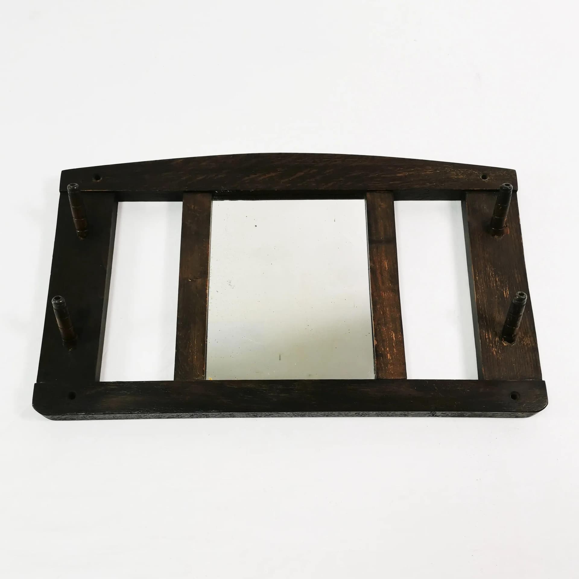 Wall-mounted Rack Art Deco, brown beech, mirror, Denmark, 1930s. - 337769