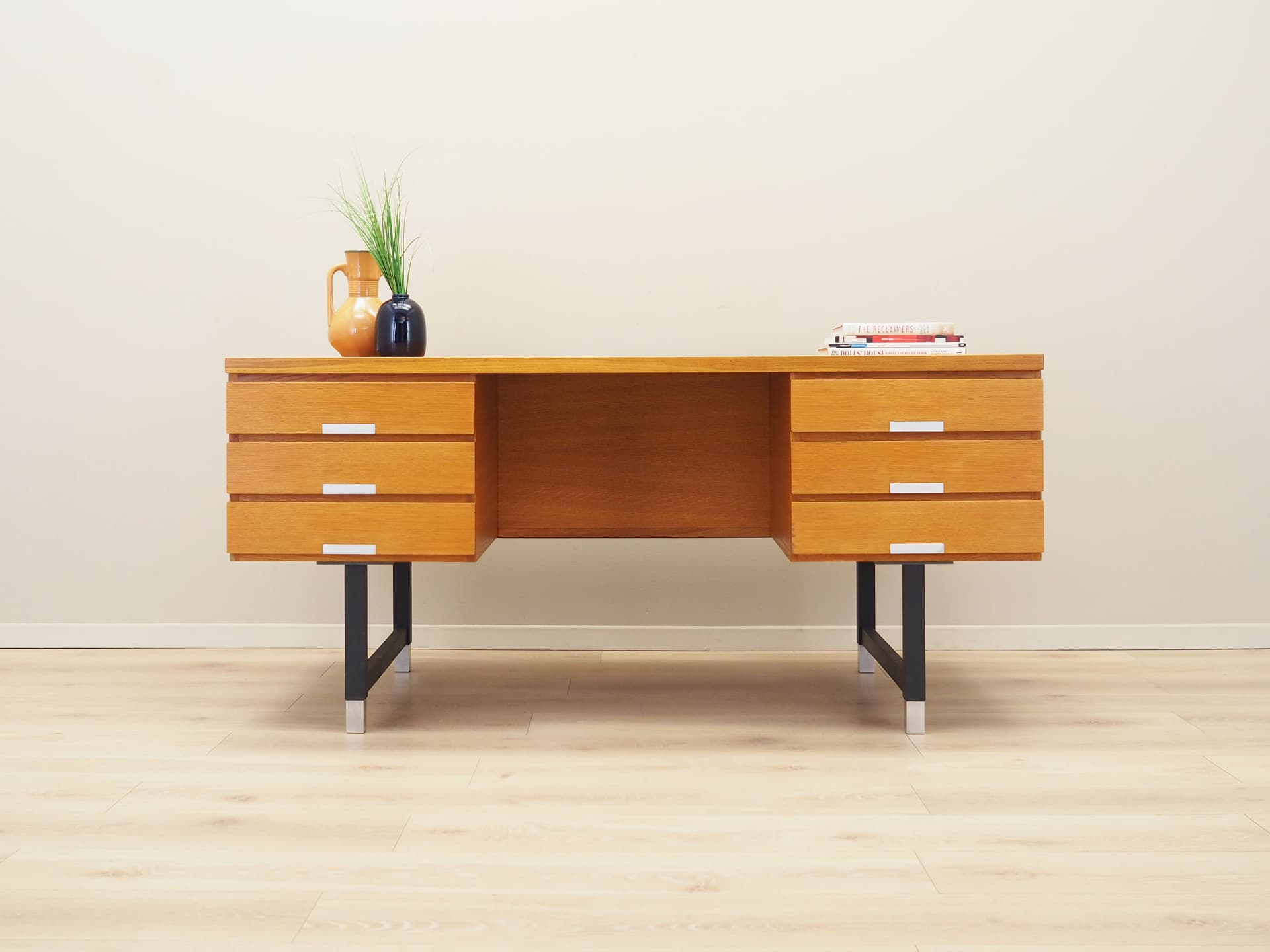 Desk, yellow ash, black wood, Eigil Petersens Møbelfabrik, Denmark, 1970s. - 66301