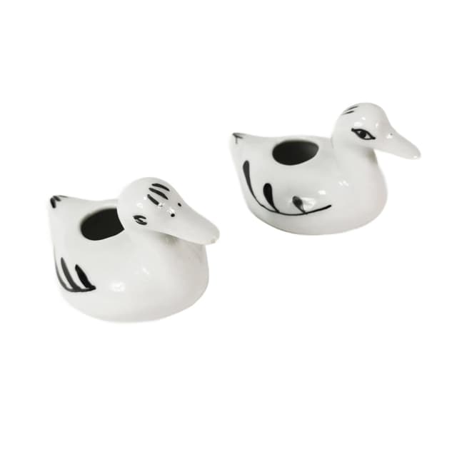 Para świeczników, porcelana biała czarna, Wawel, Polska, lata 60. - WYMIARY