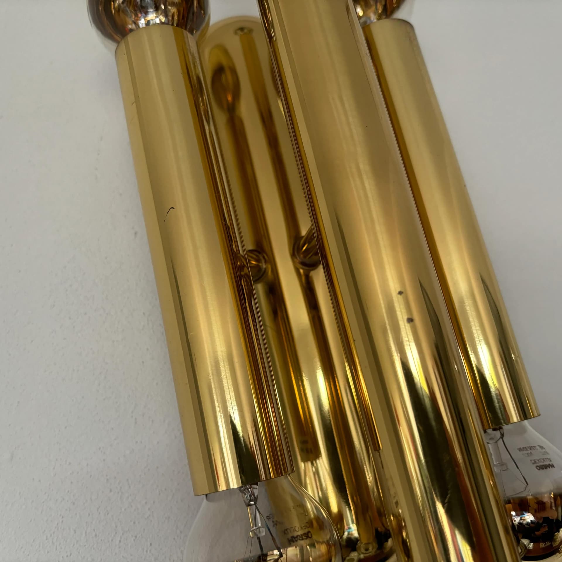 Pair of wall sconces, gilt brass, V.L.S Leuchten, Germany, 1980s. - 25492