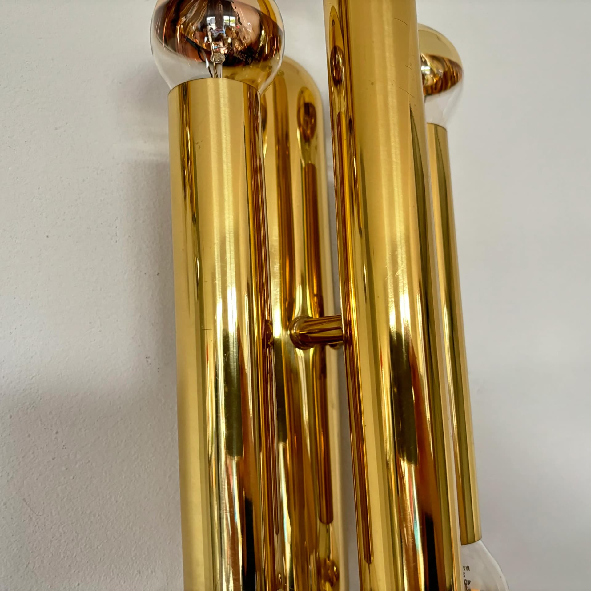 Pair of wall sconces, gilt brass, V.L.S Leuchten, Germany, 1980s. - 25495