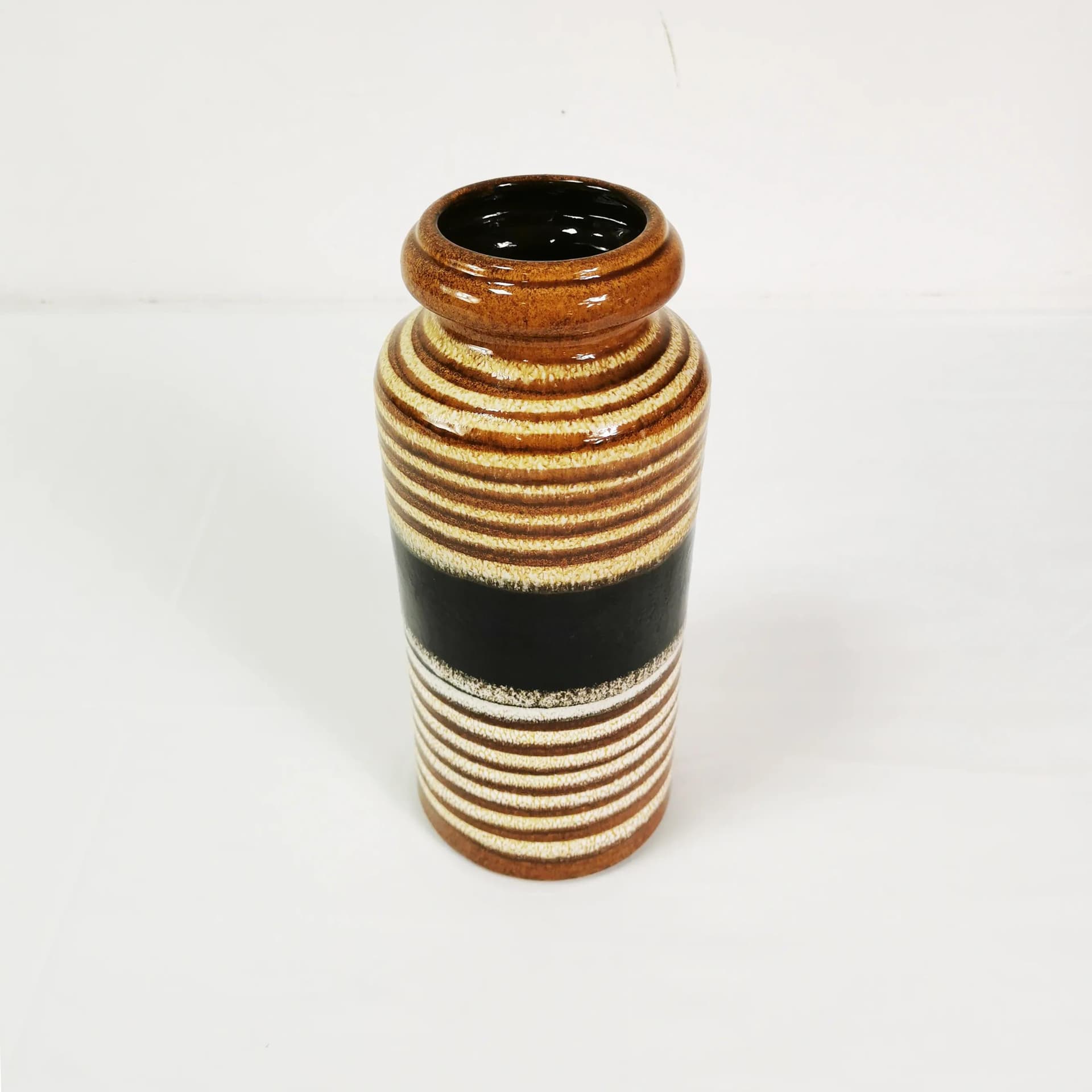 Wazon modernistyczny, brązowy, kamionka, Scheurich, Niemcy, lata 60. - 339669