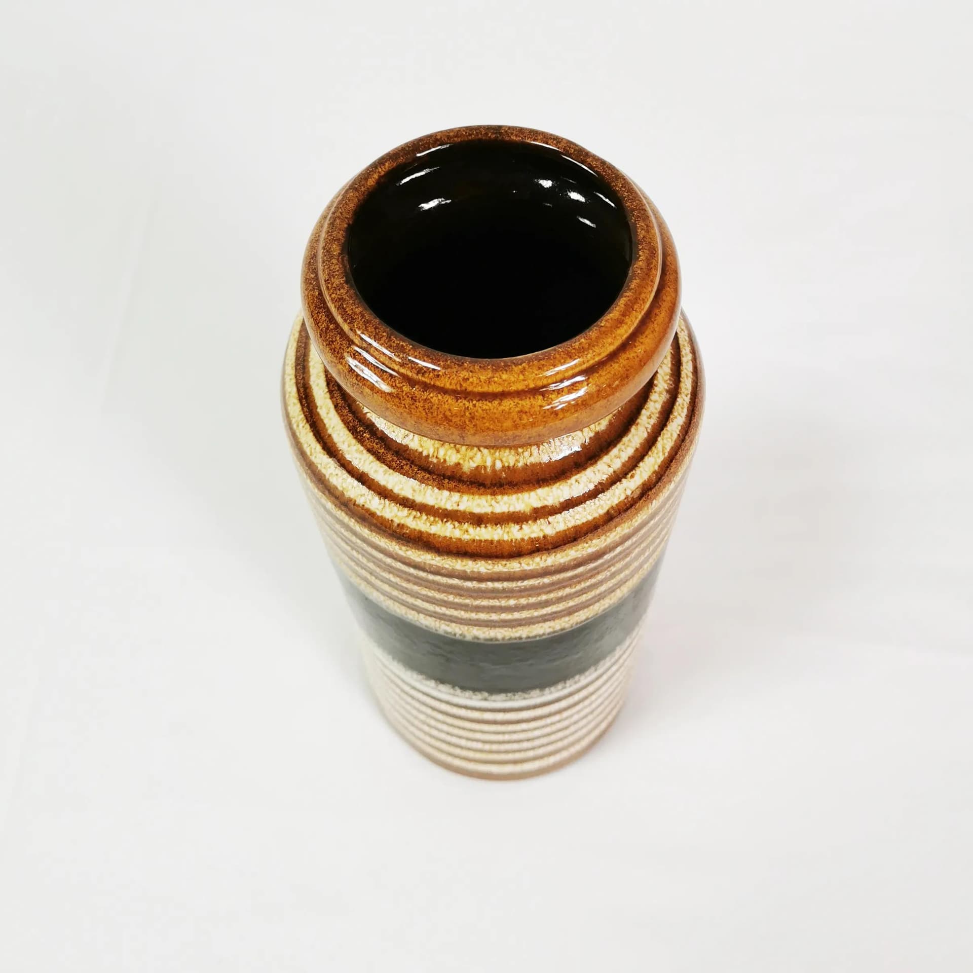 Wazon modernistyczny, brązowy, kamionka, Scheurich, Niemcy, lata 60. - 339675