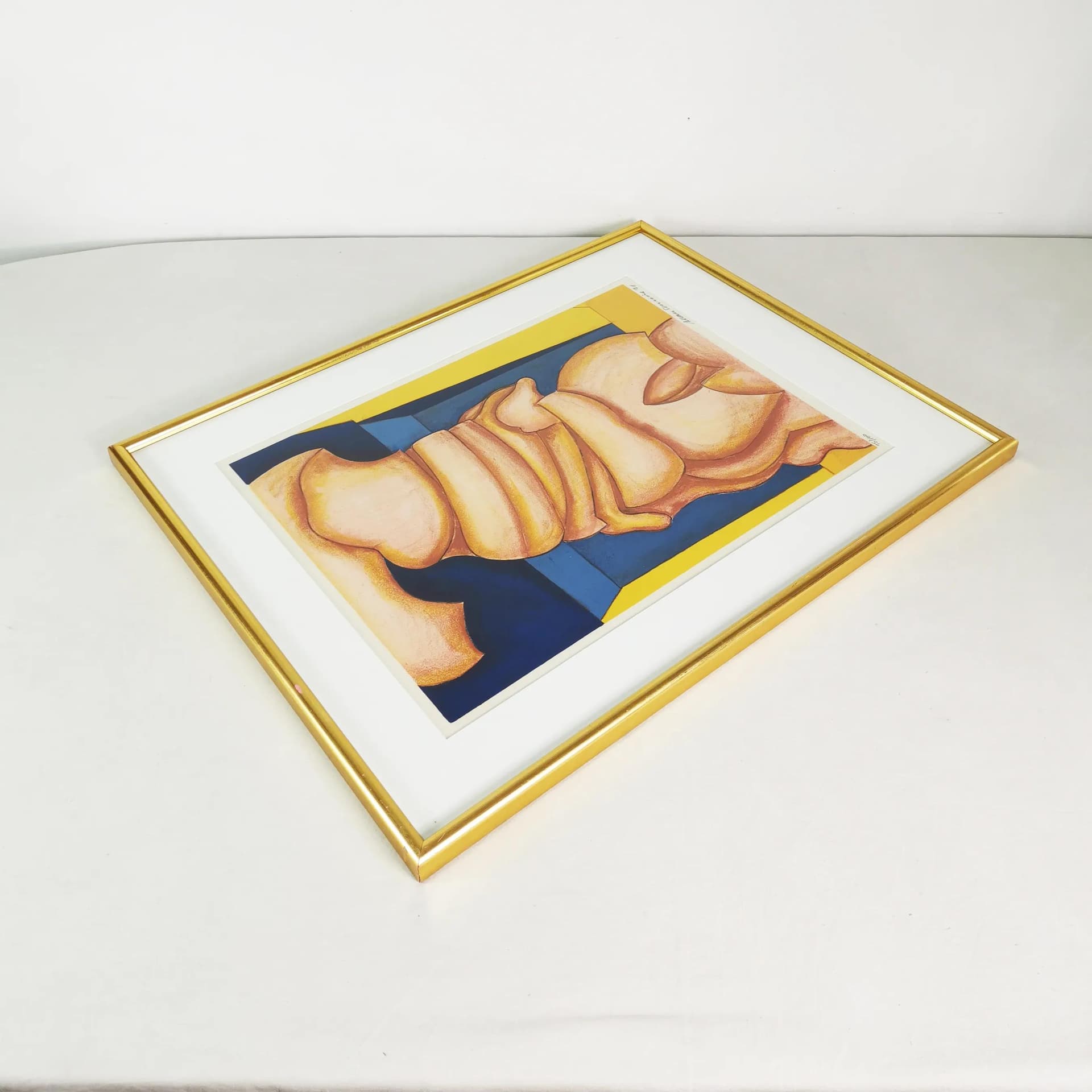 Color lithograph 74.5x58 cm, paper, gold metal frame, art. A. Schmidt, Denmark, 1970s. - 339552