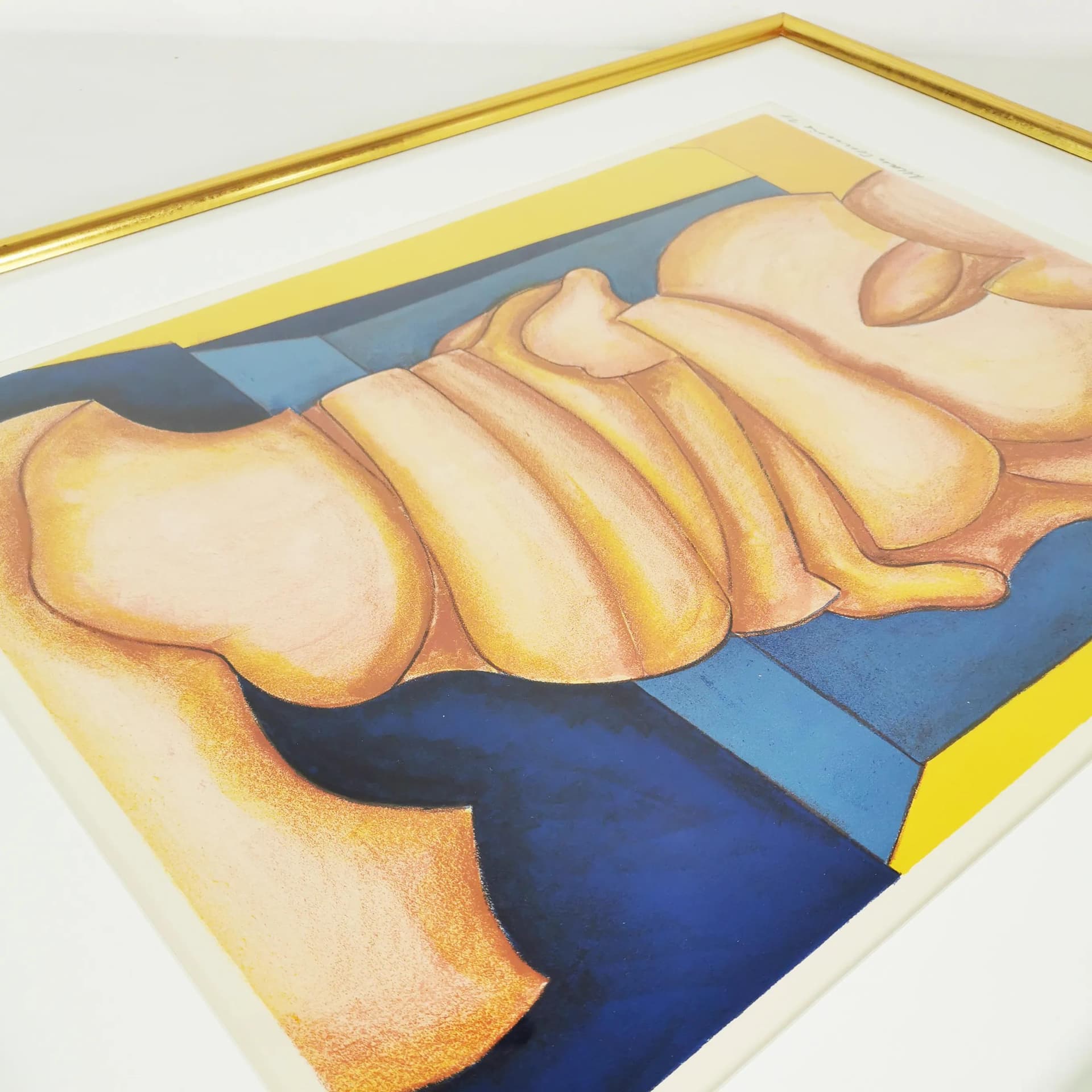 Color lithograph 74.5x58 cm, paper, gold metal frame, art. A. Schmidt, Denmark, 1970s. - 339553