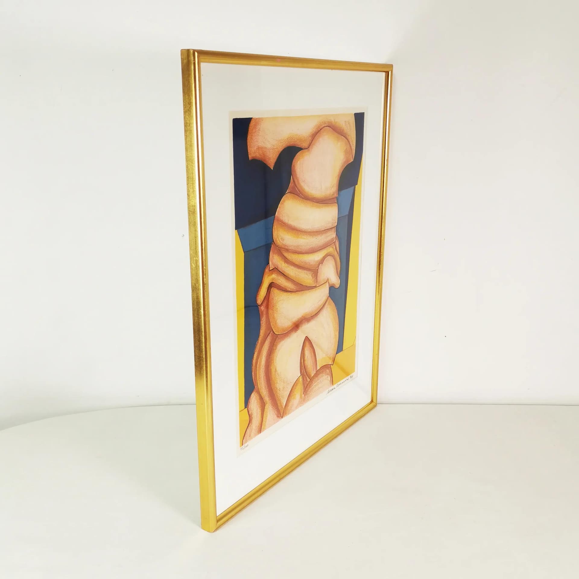 Color lithograph 74.5x58 cm, paper, gold metal frame, art. A. Schmidt, Denmark, 1970s. - 339546