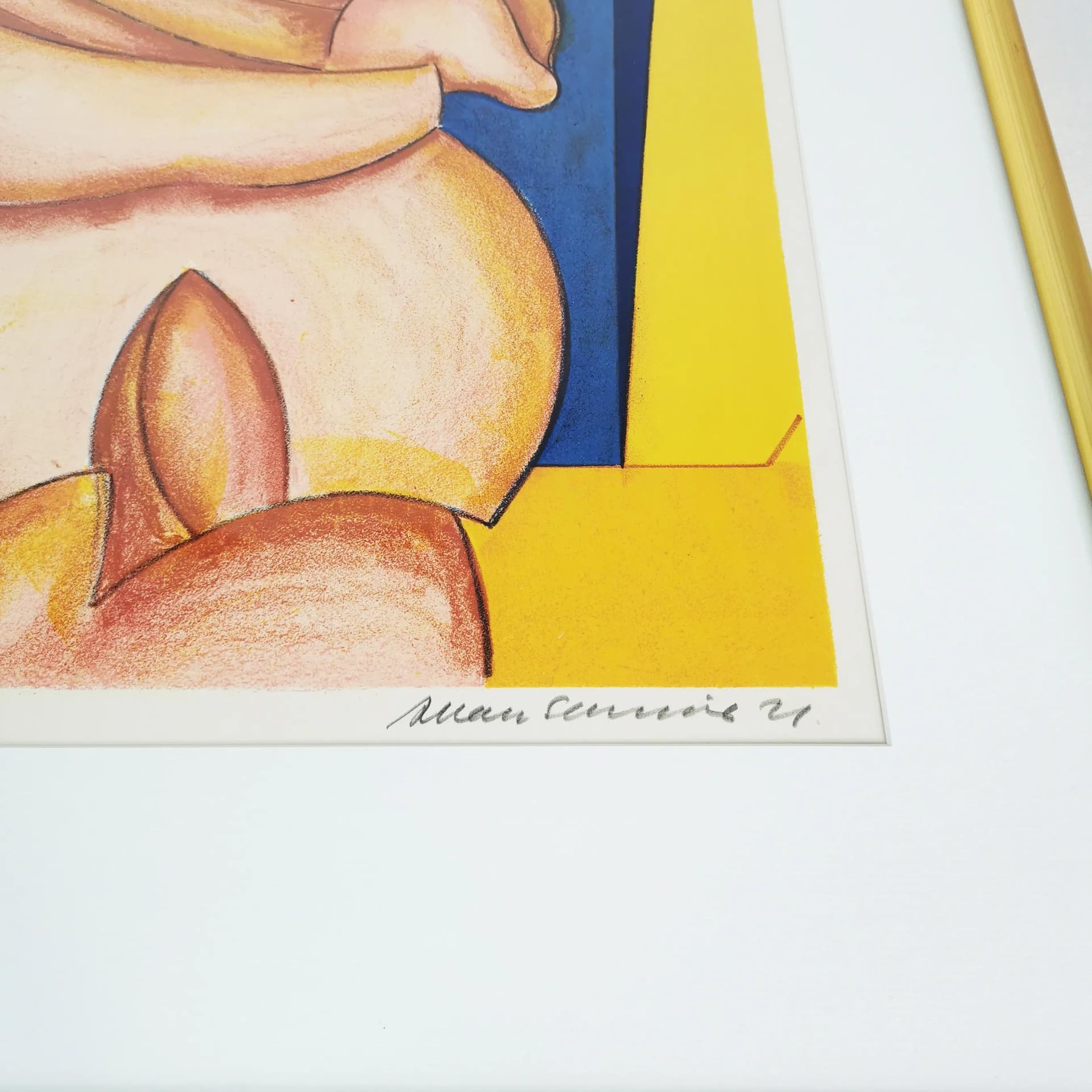Color lithograph 74.5x58 cm, paper, gold metal frame, art. A. Schmidt, Denmark, 1970s. - 339550