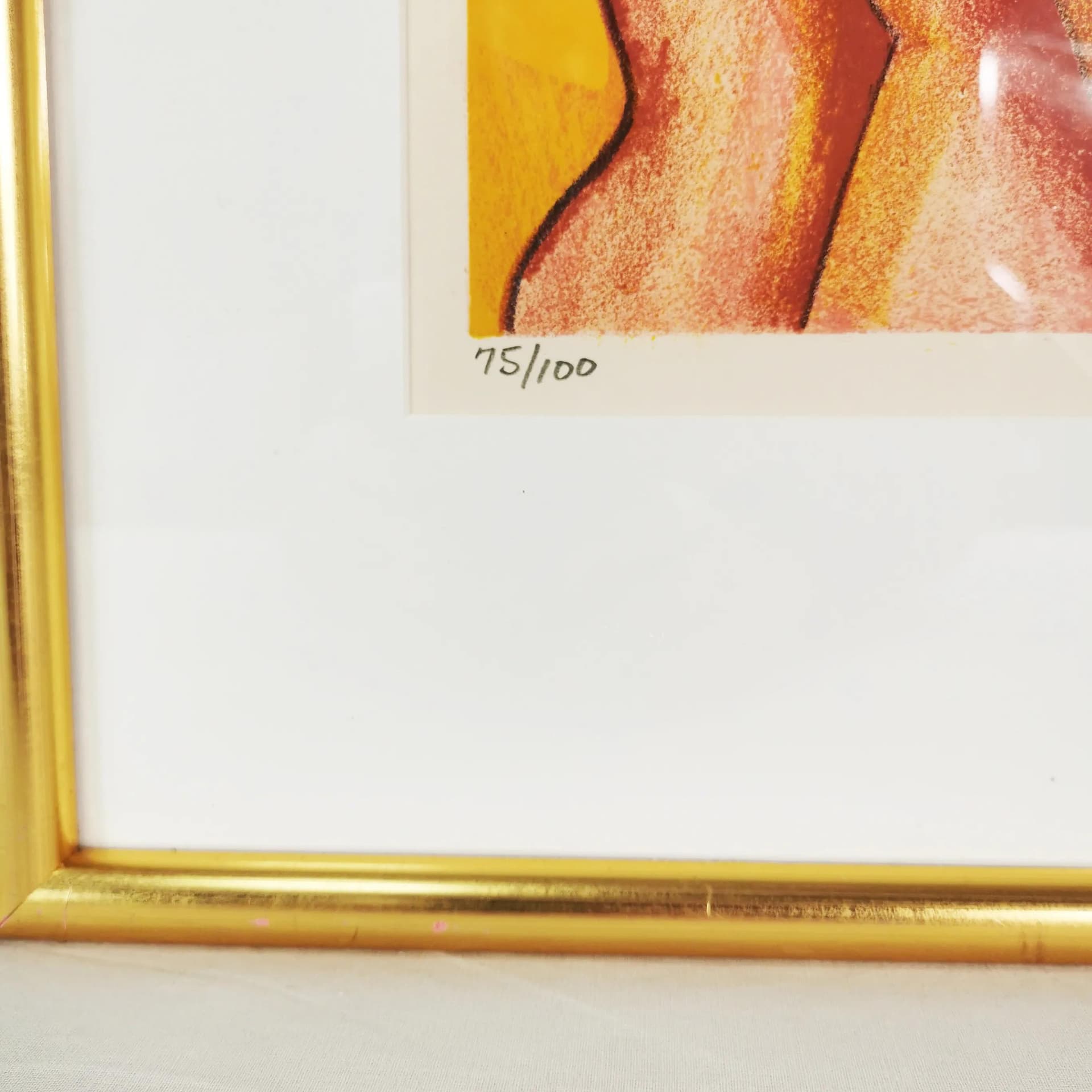 Color lithograph 74.5x58 cm, paper, gold metal frame, art. A. Schmidt, Denmark, 1970s. - 339549
