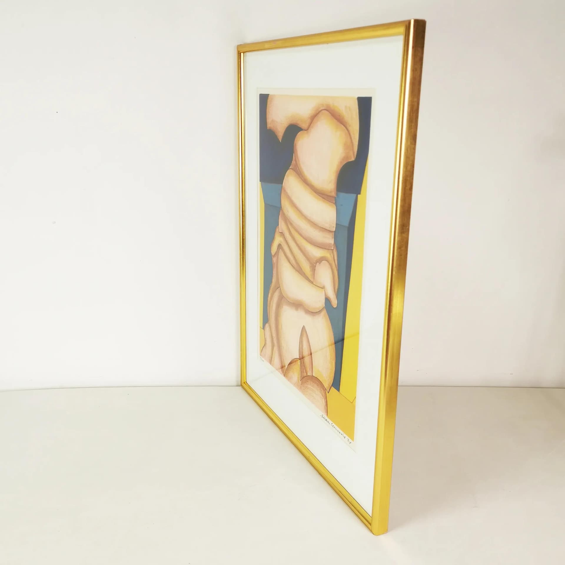 Color lithograph 74.5x58 cm, paper, gold metal frame, art. A. Schmidt, Denmark, 1970s. - 339547