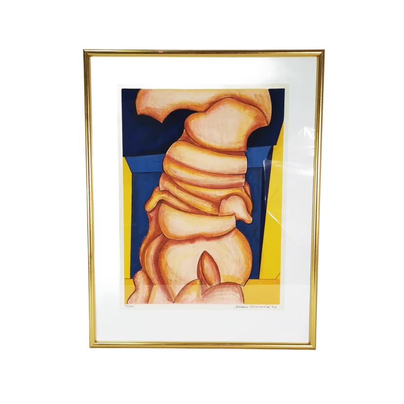 Color lithograph 74.5x58 cm, paper, gold metal frame, art. A. Schmidt, Denmark, 1970s.