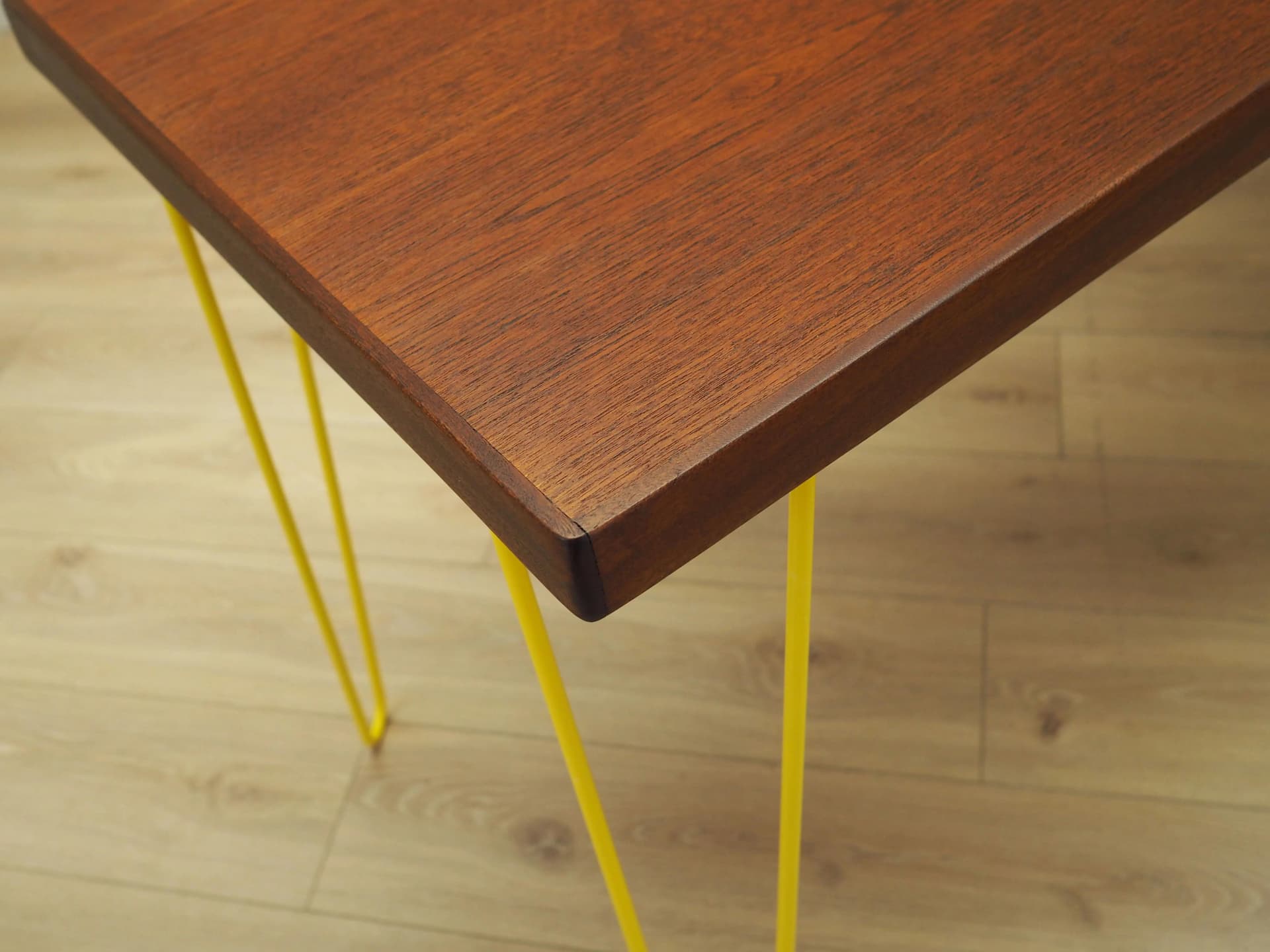 Desk, dark brown teak, yellow metal, Denmark, 1970s. - 25225
