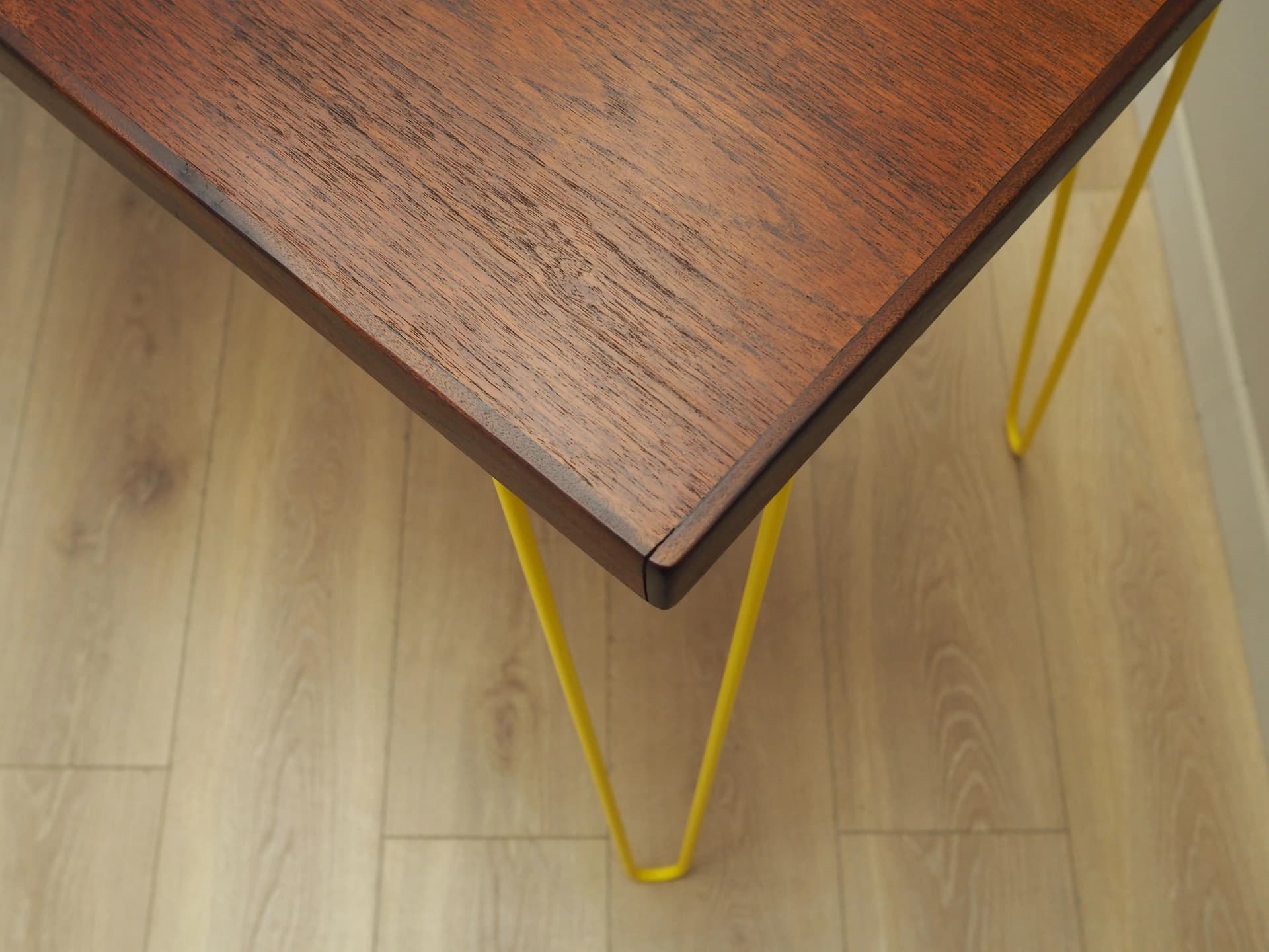 Desk, dark brown teak, yellow metal, Denmark, 1970s. - 25224