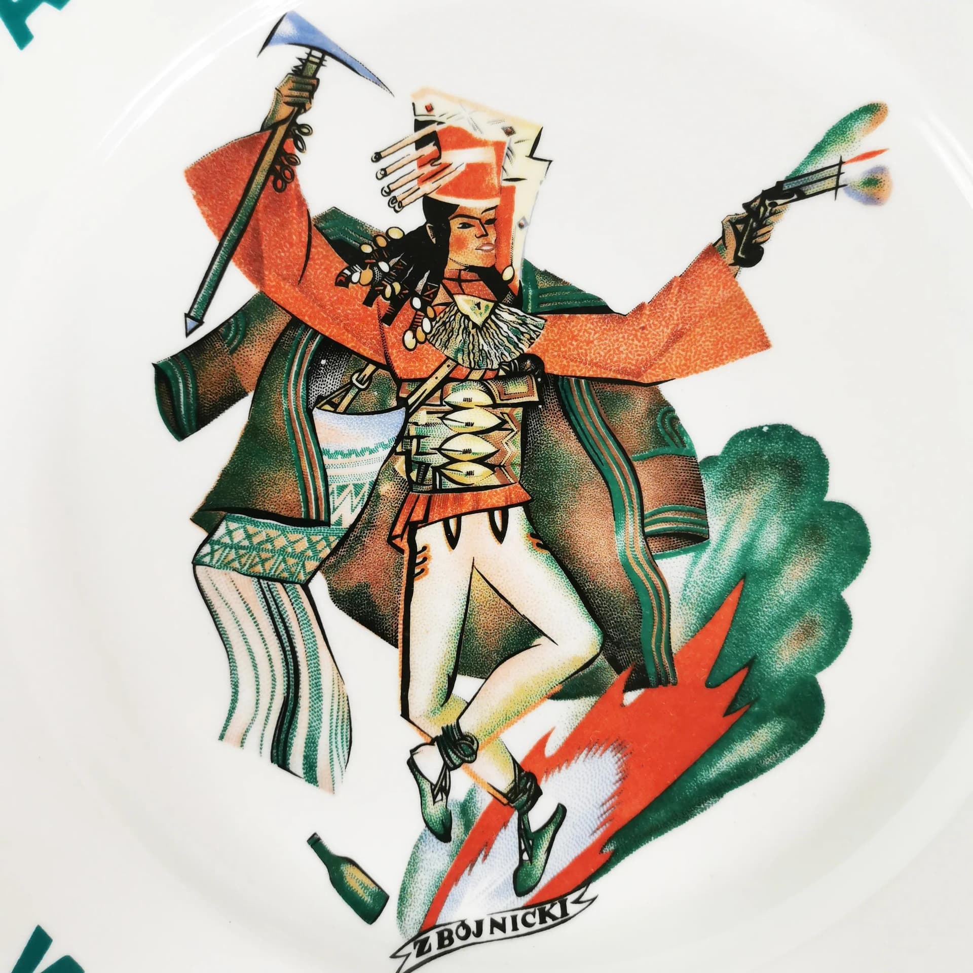 Decorative Plate Tańce Polskie, white porcelain, by Z. Stryjeńska, Poland, 1970s - 339420