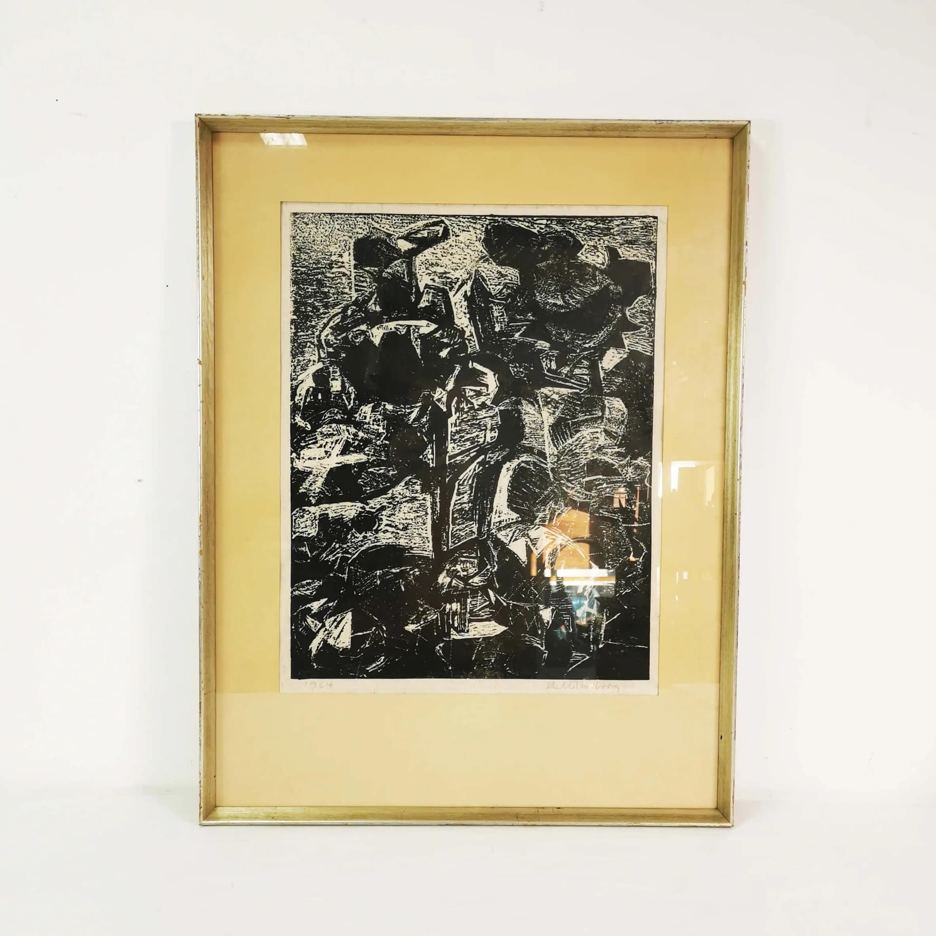 Lithograph 81x62 cm, black, brown, grey, paper, by H. Thorborg, Denmark, 1960s. - 339366