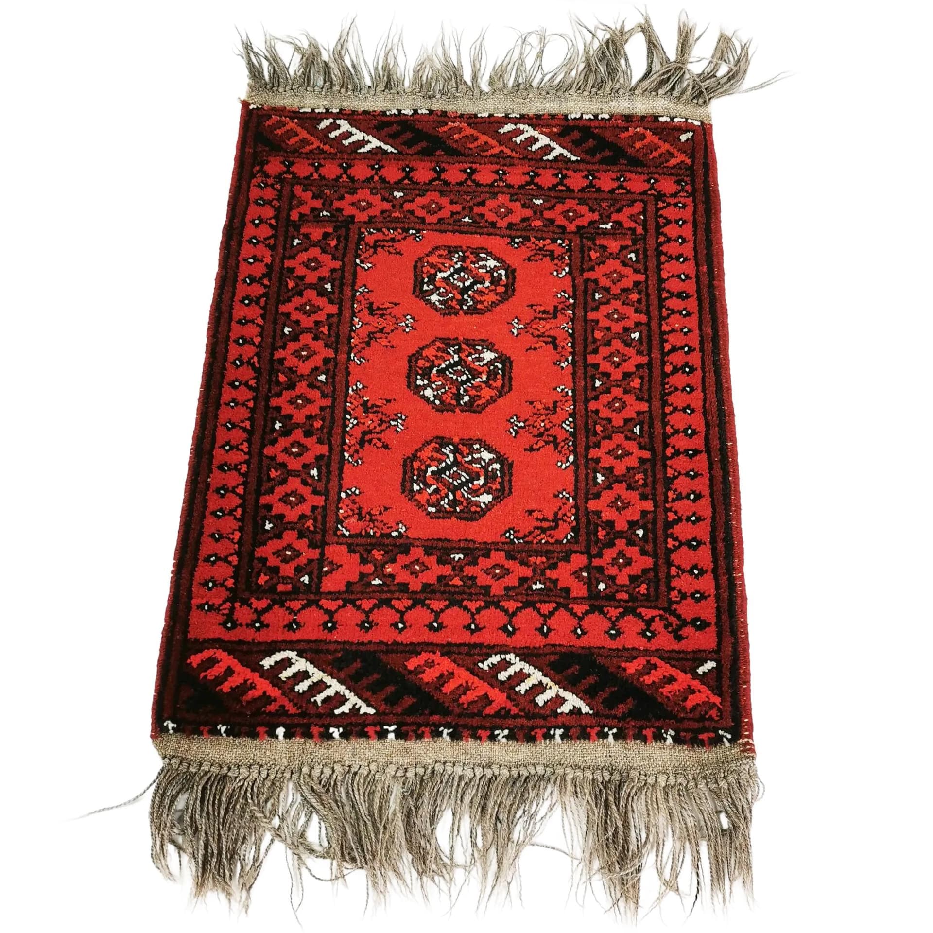 Rug 70x50 cm, red, wool, Denmark, 1970s.
