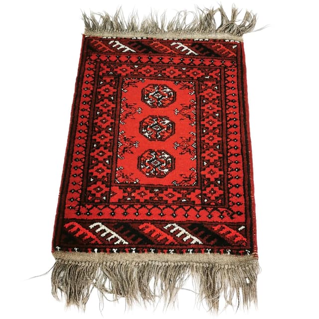 Rug 70x50 cm, red, wool, Denmark, 1970s. - DIMENSION