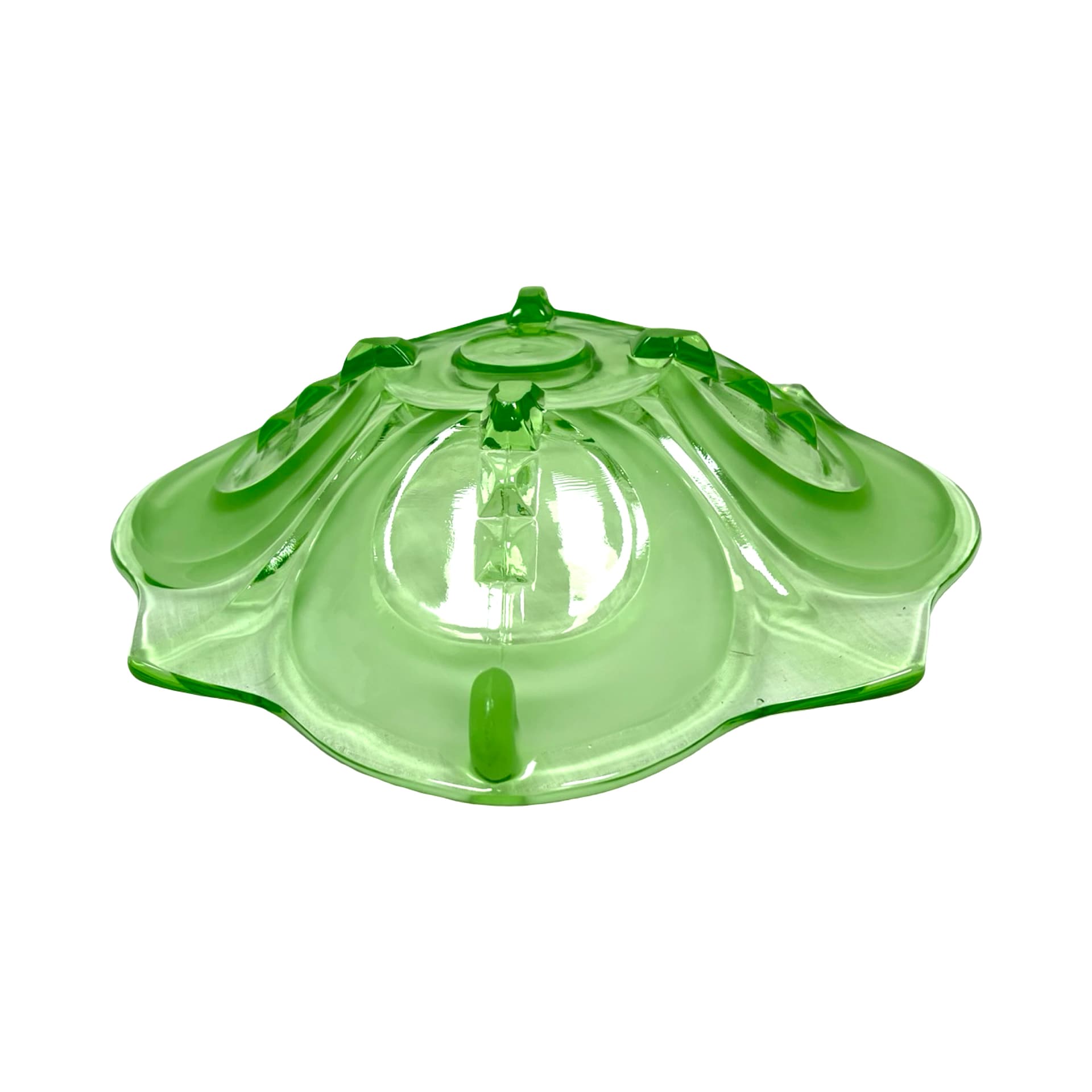 Patera Art Deco, zielone szkło, Czechy, lata 30. - 338894