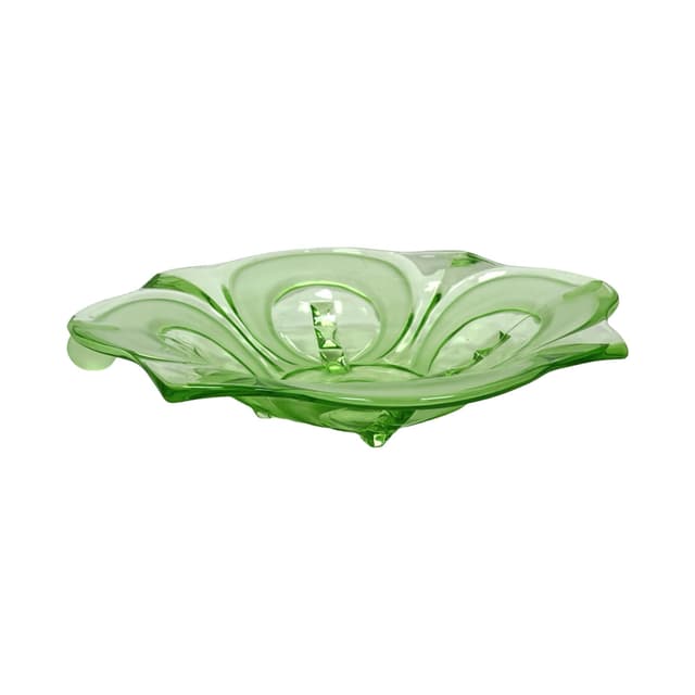 Patera Art Deco, zielone szkło, Czechy, lata 30. - WYMIARY