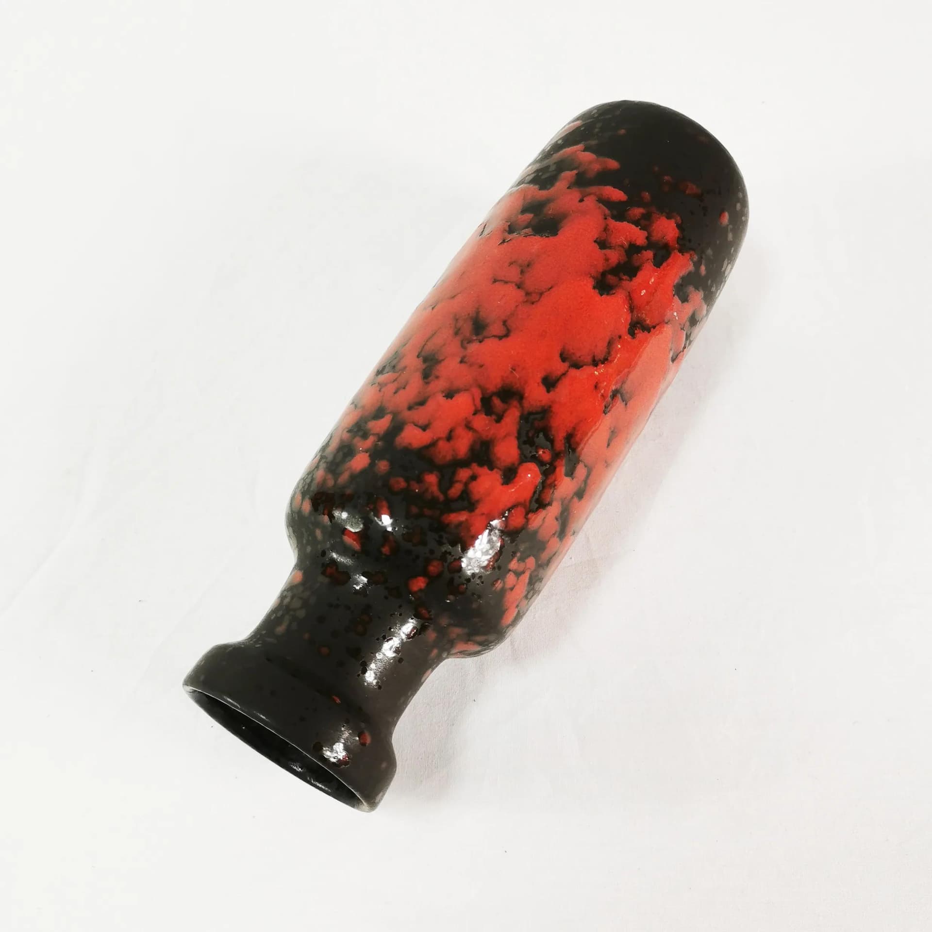 Wazon Fat Lava, czerwony czarny, kamionka, Niemcy, lata 60. - 339143