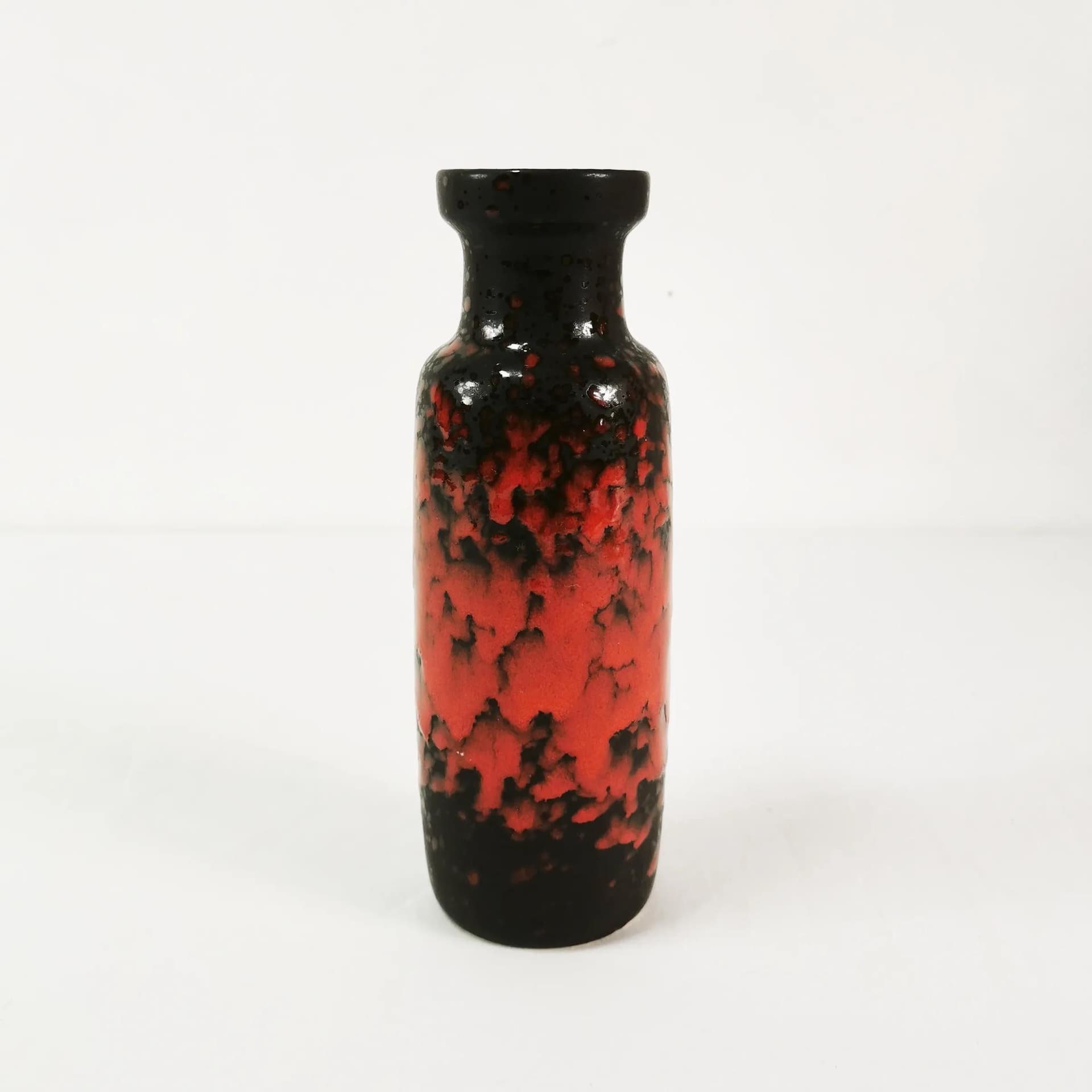Wazon Fat Lava, czerwony czarny, kamionka, Niemcy, lata 60. - 339141