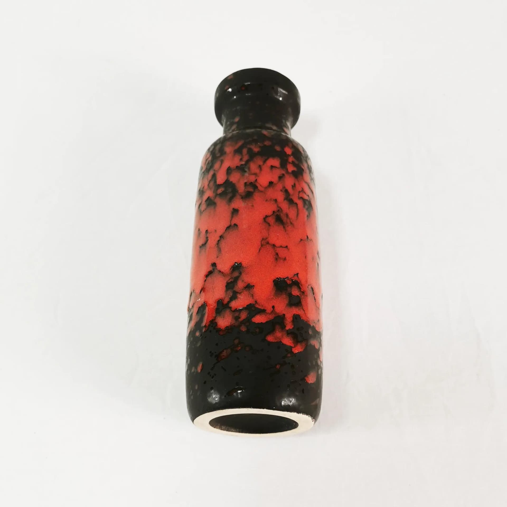Wazon Fat Lava, czerwony czarny, kamionka, Niemcy, lata 60. - 339145