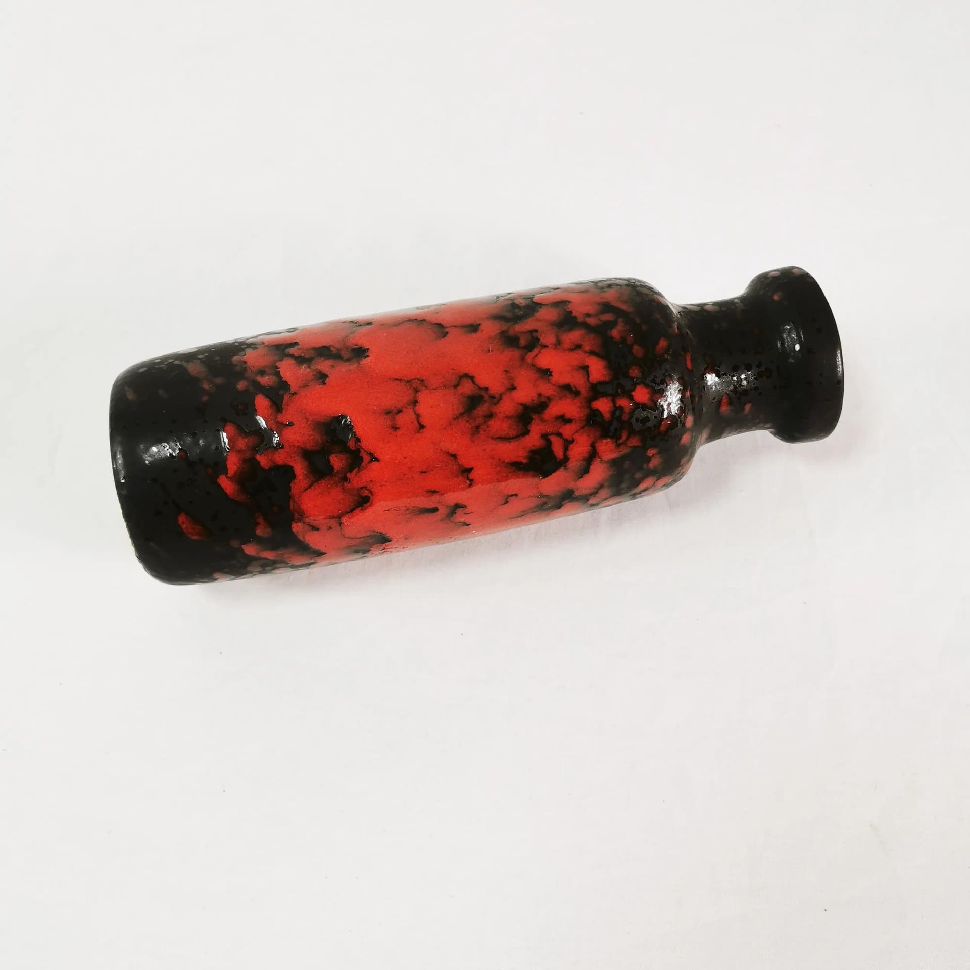 Wazon Fat Lava, czerwony czarny, kamionka, Niemcy, lata 60. - 339147