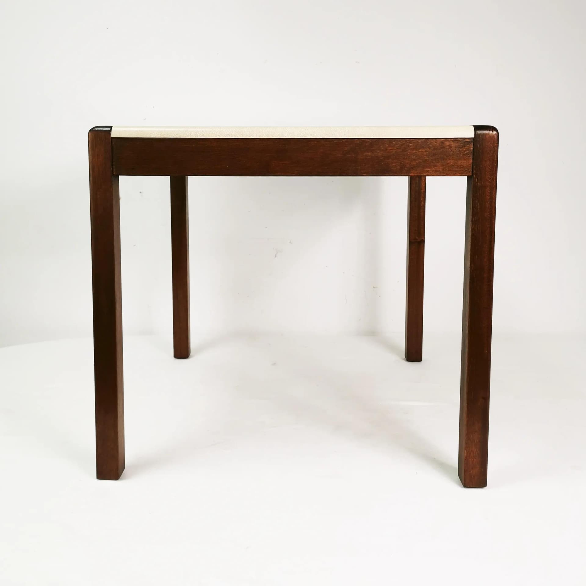 Coffee table, brown walnut, beige plastic, Denmark, 1970s. - 339065