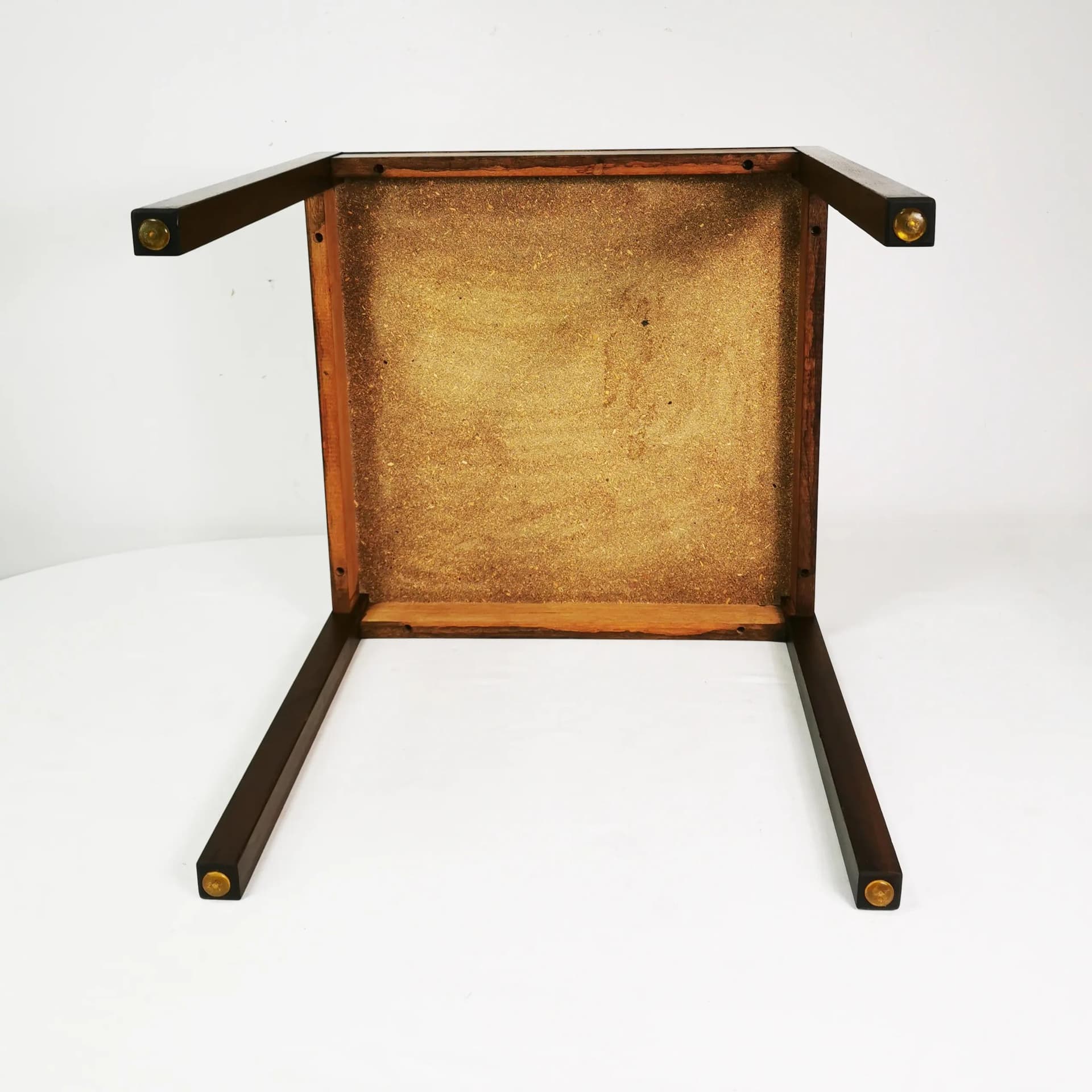 Coffee table, brown walnut, beige plastic, Denmark, 1970s. - 339069