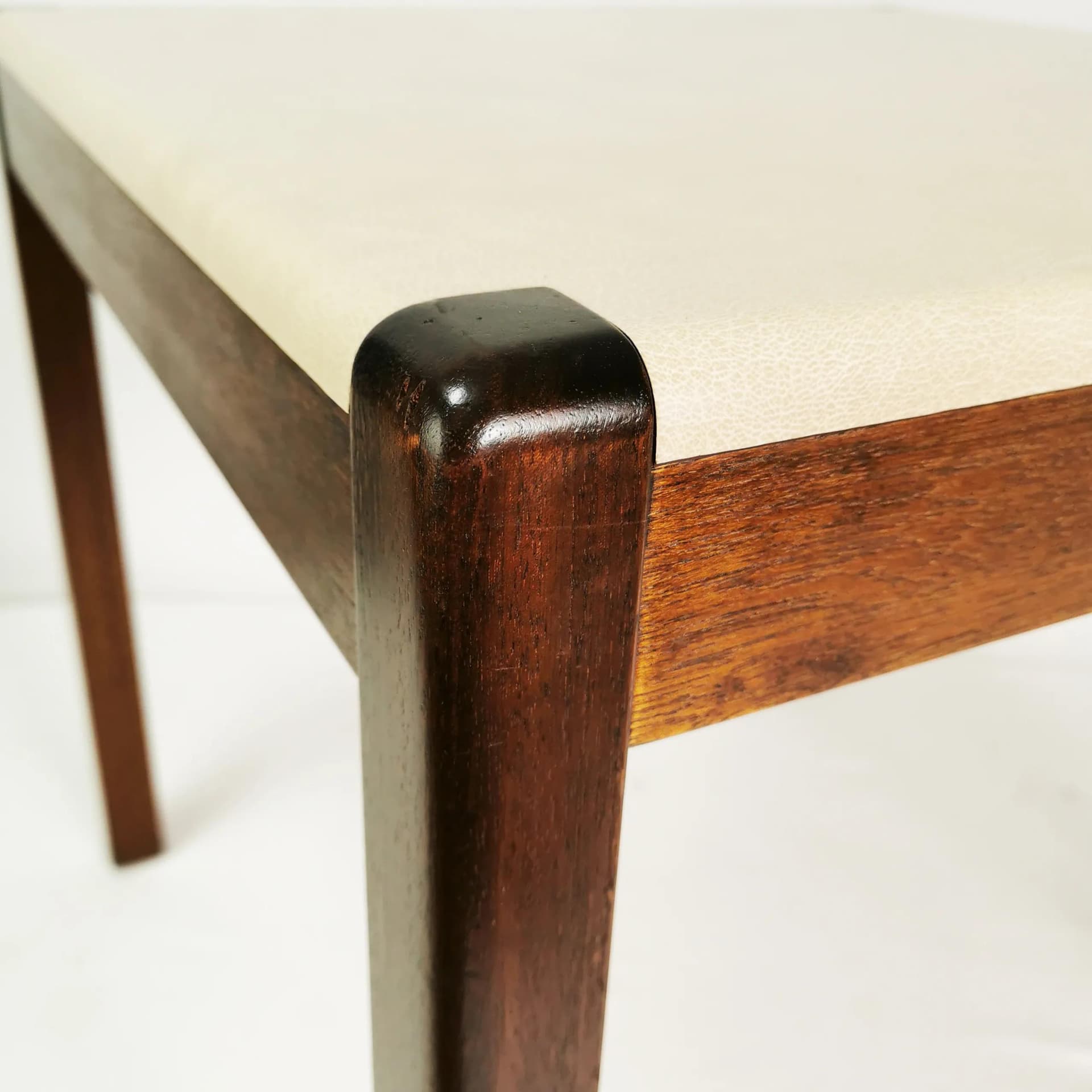 Coffee table, brown walnut, beige plastic, Denmark, 1970s. - 339067