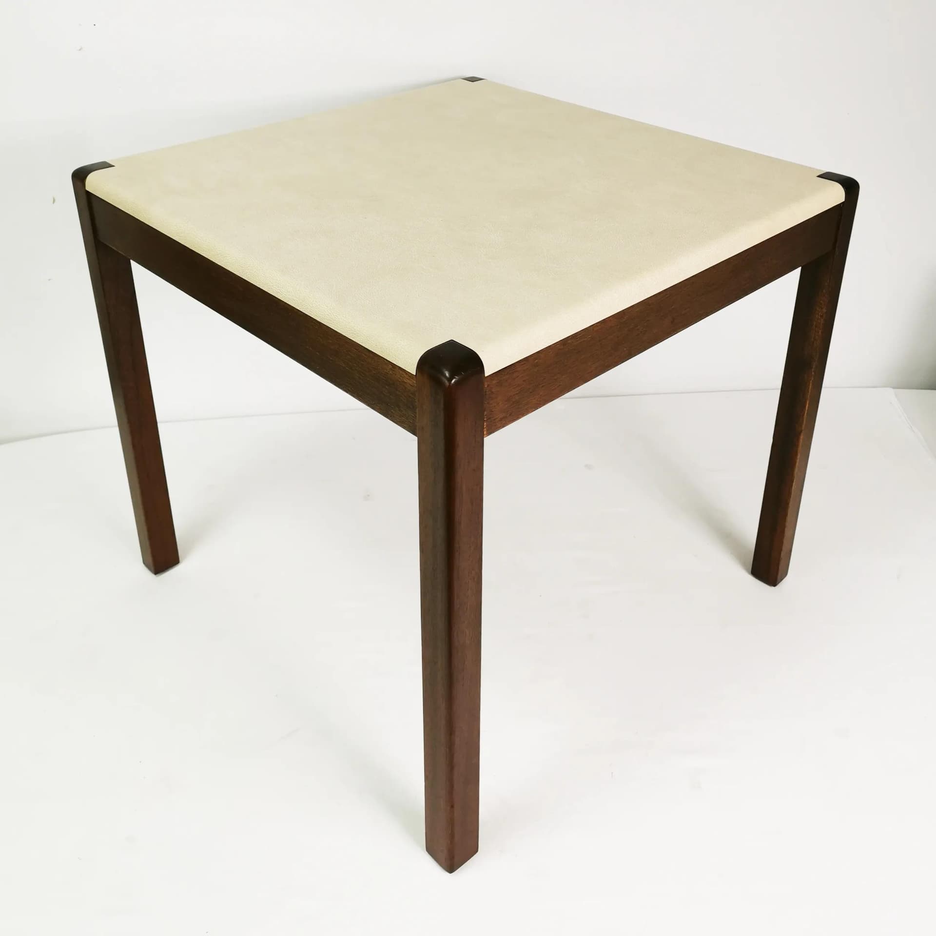 Coffee table, brown walnut, beige plastic, Denmark, 1970s. - 339070
