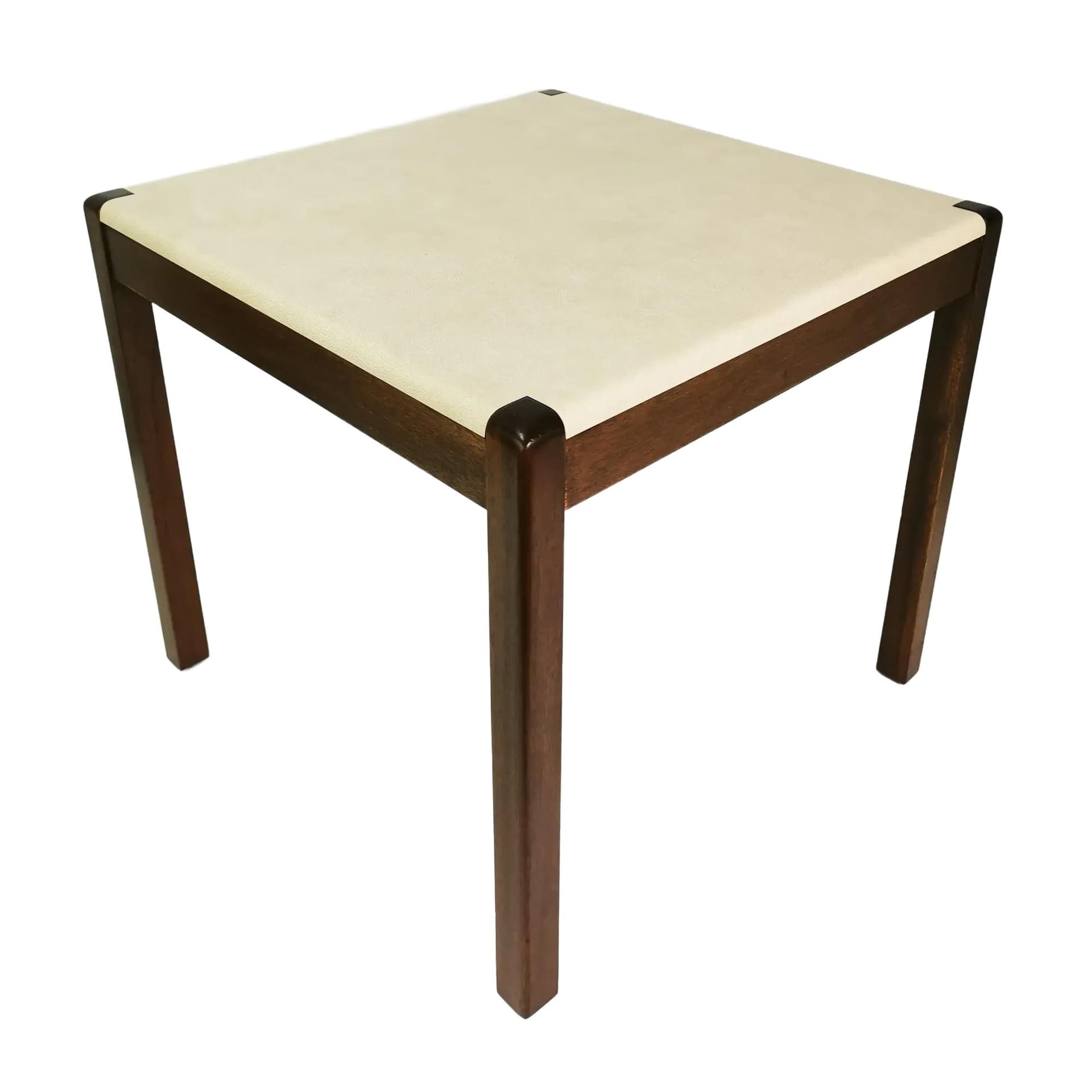 Coffee table, brown walnut, beige plastic, Denmark, 1970s.