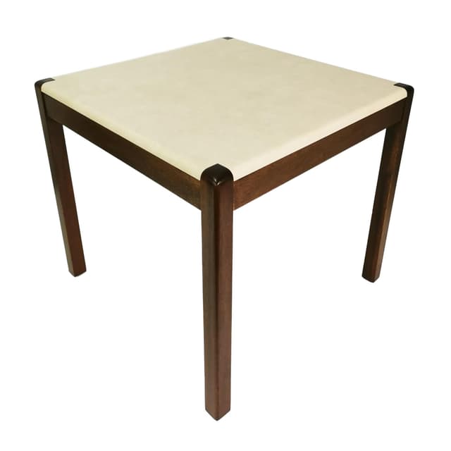 Coffee table, brown walnut, beige plastic, Denmark, 1970s. - DIMENSION