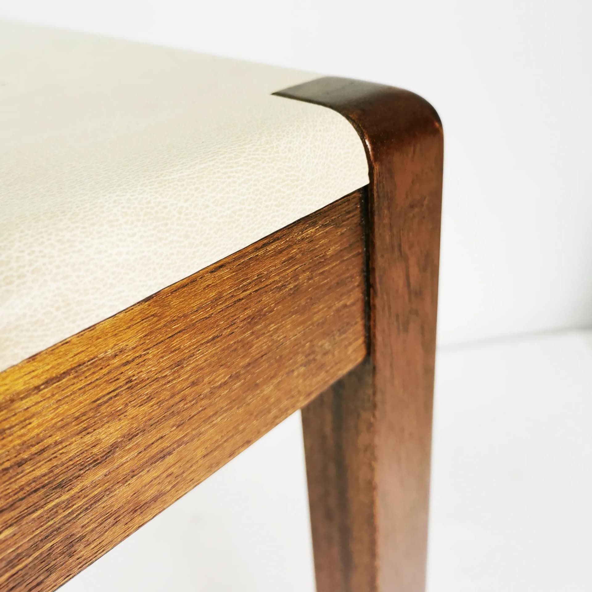 Coffee table, brown walnut, beige plastic, Denmark, 1970s. - 339068