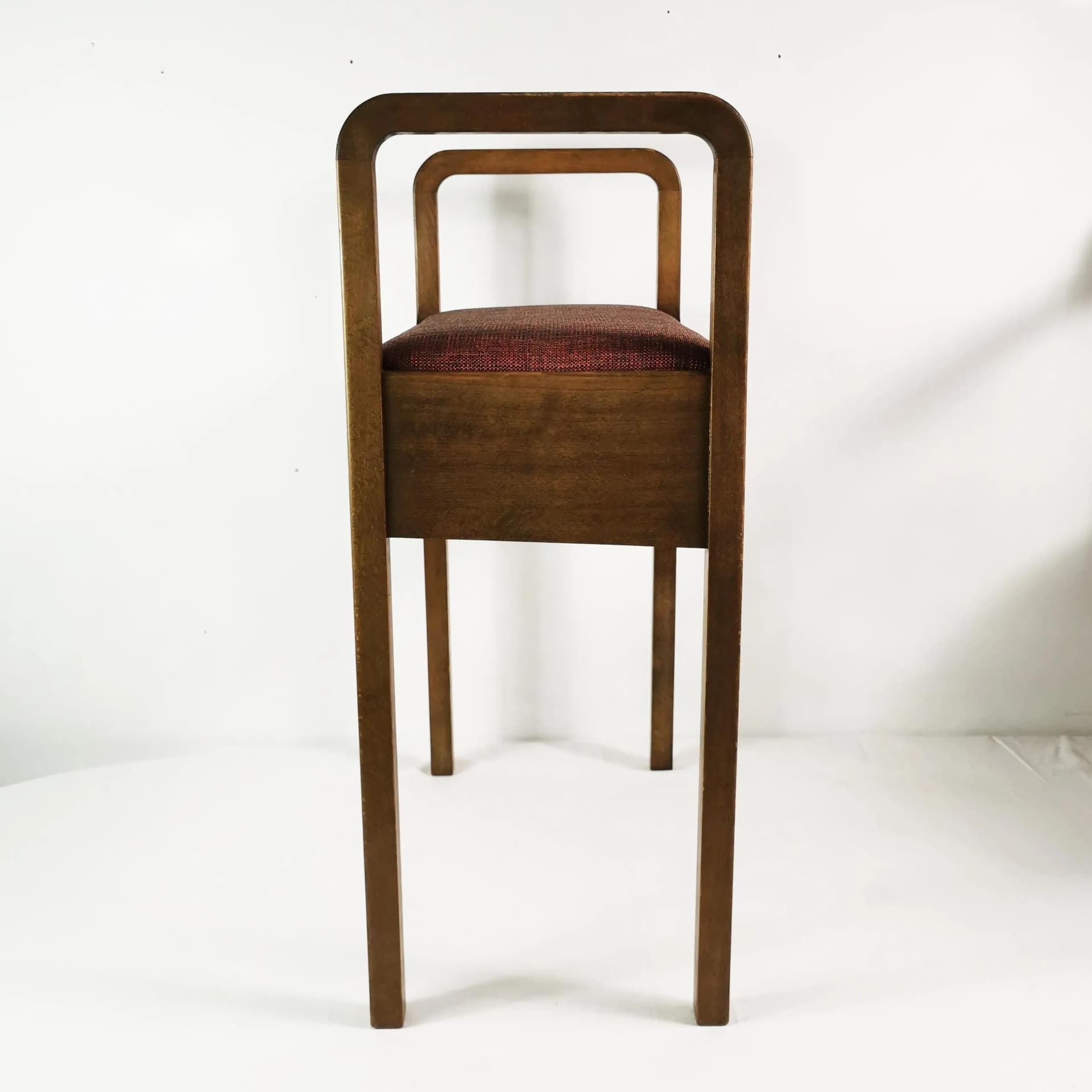 Hallway Chair Art Deco, brown beech, red fabric, Denmark, 1940s. - 338969