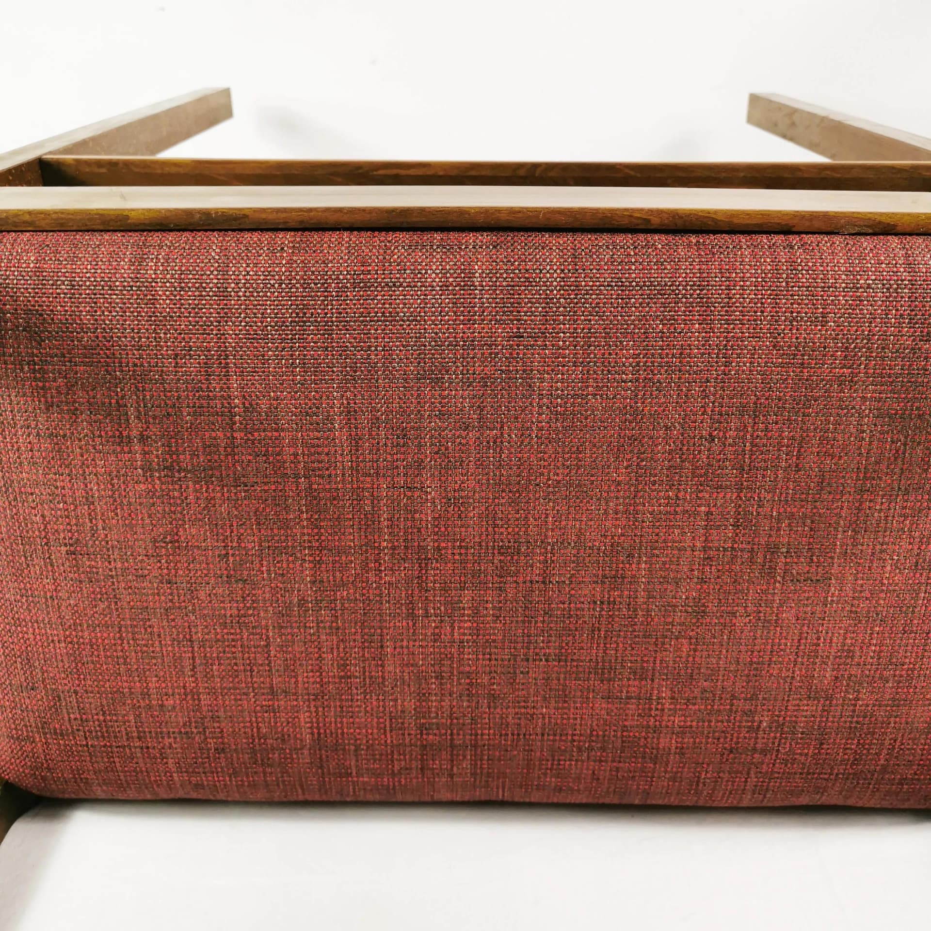 Hallway Chair Art Deco, brown beech, red fabric, Denmark, 1940s. - 338972