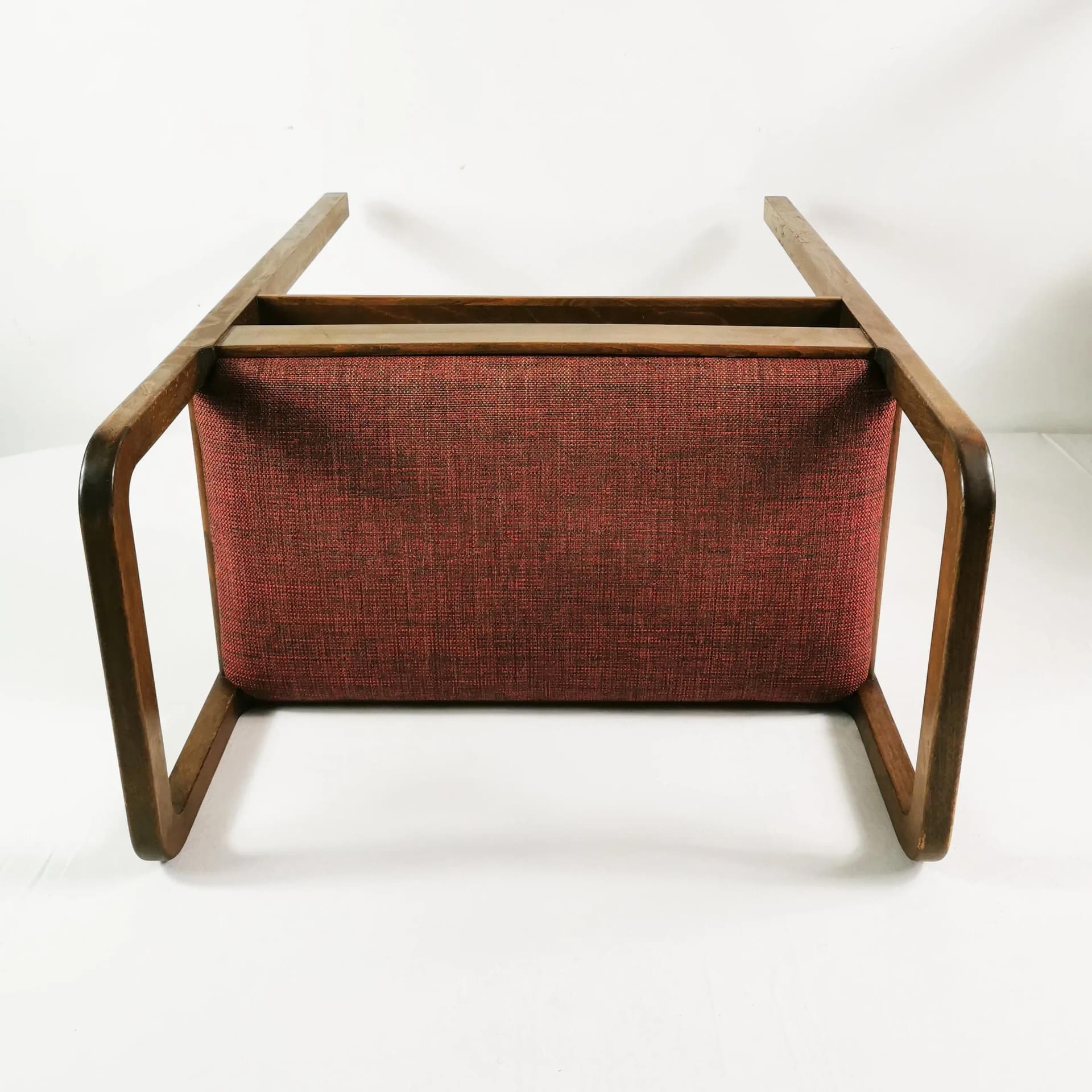 Hallway Chair Art Deco, brown beech, red fabric, Denmark, 1940s. - 338971