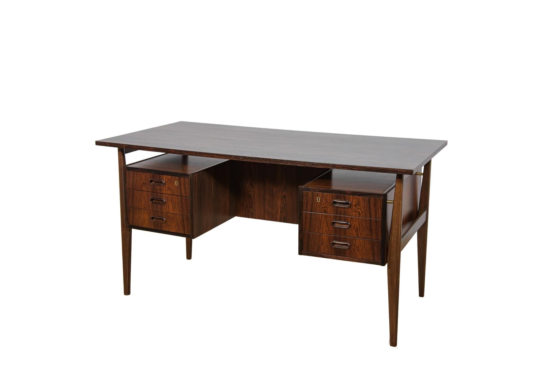 Desk, rosewood brown, by G. N. Tibergaard, Denmark, 1960s.