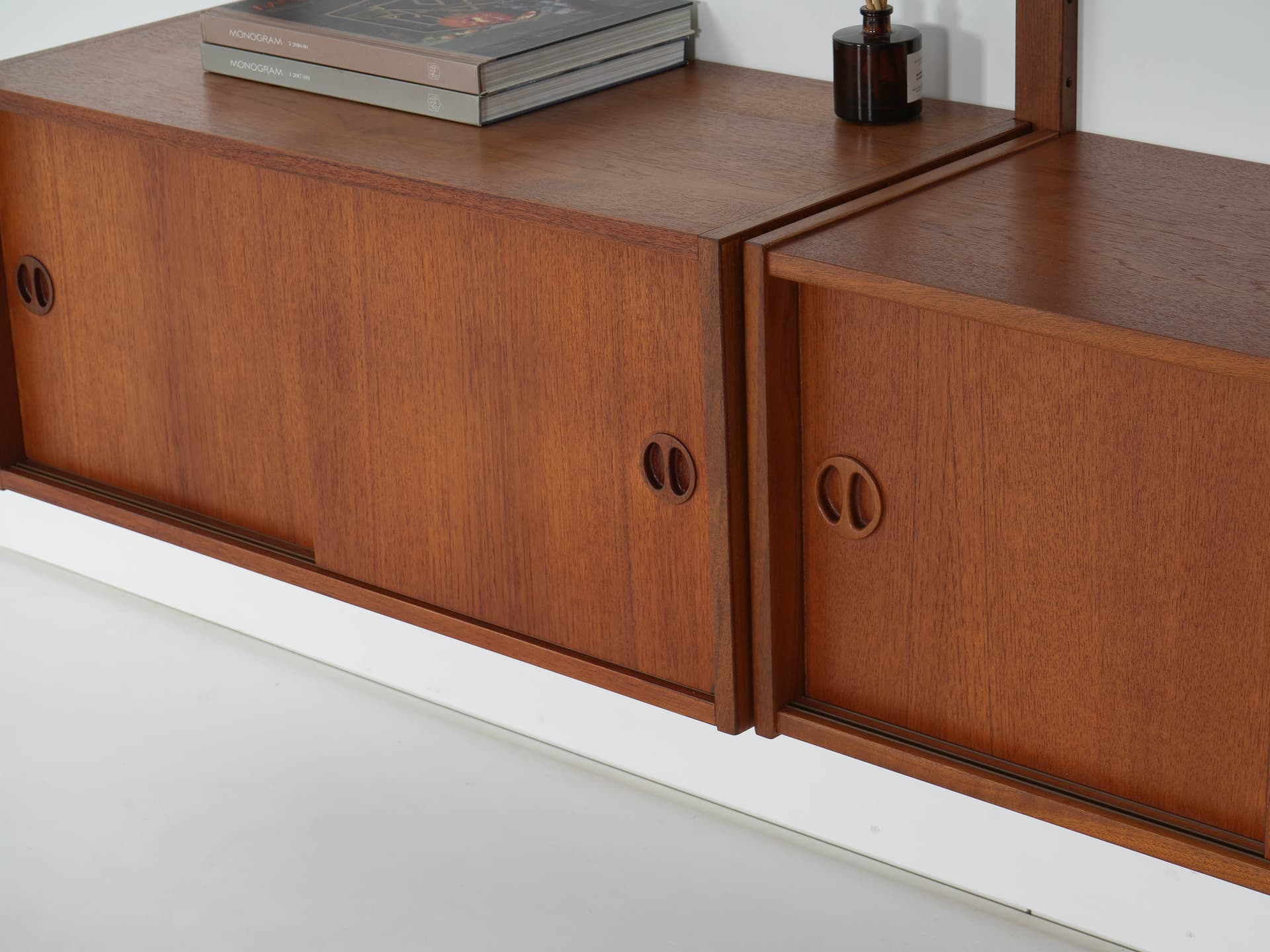 Regał systemowy, brązowy, teak metal, Dania, lata 60. - 339443