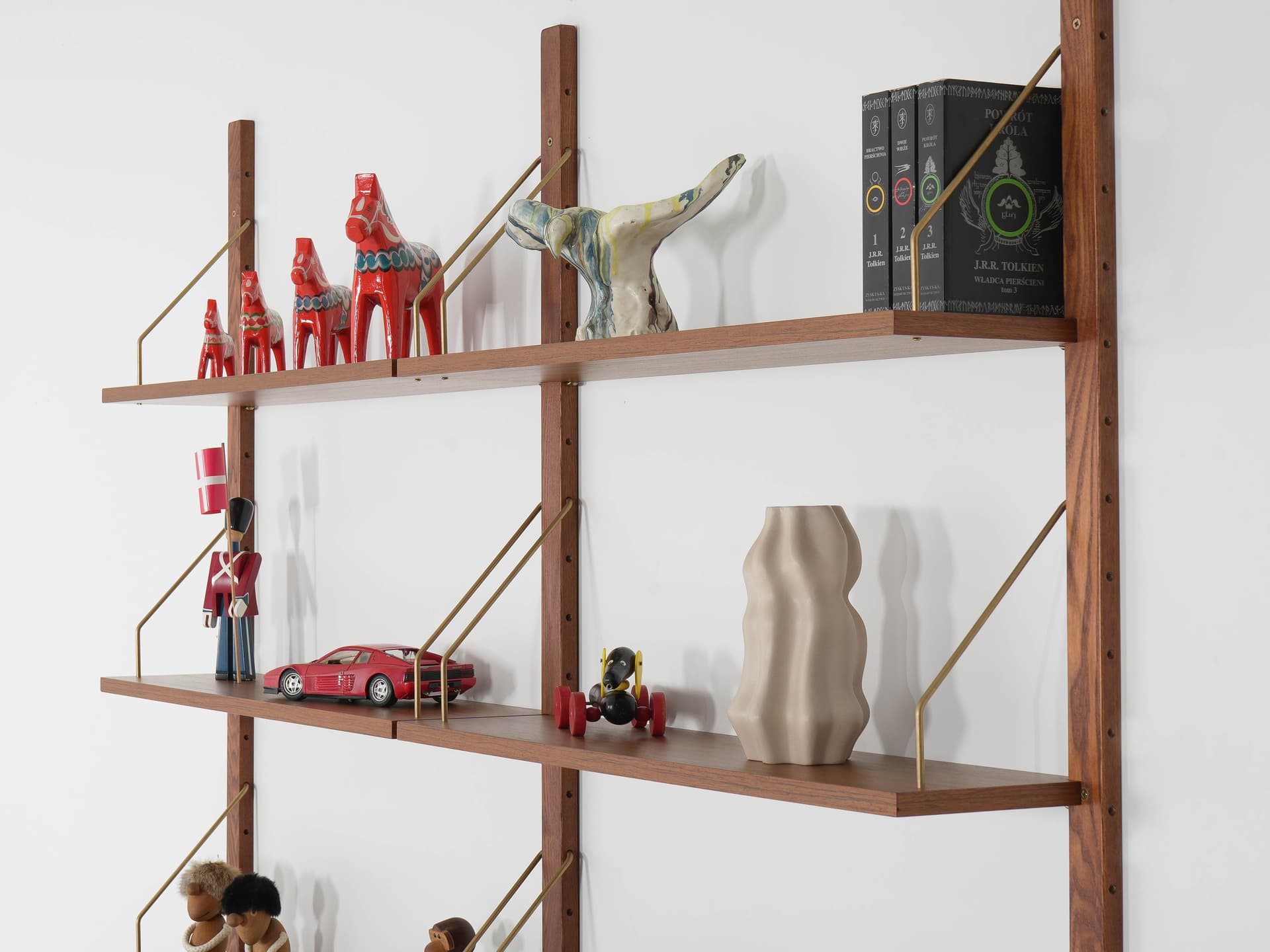 Regał systemowy, brązowy, teak metal, Dania, lata 60. - 339442