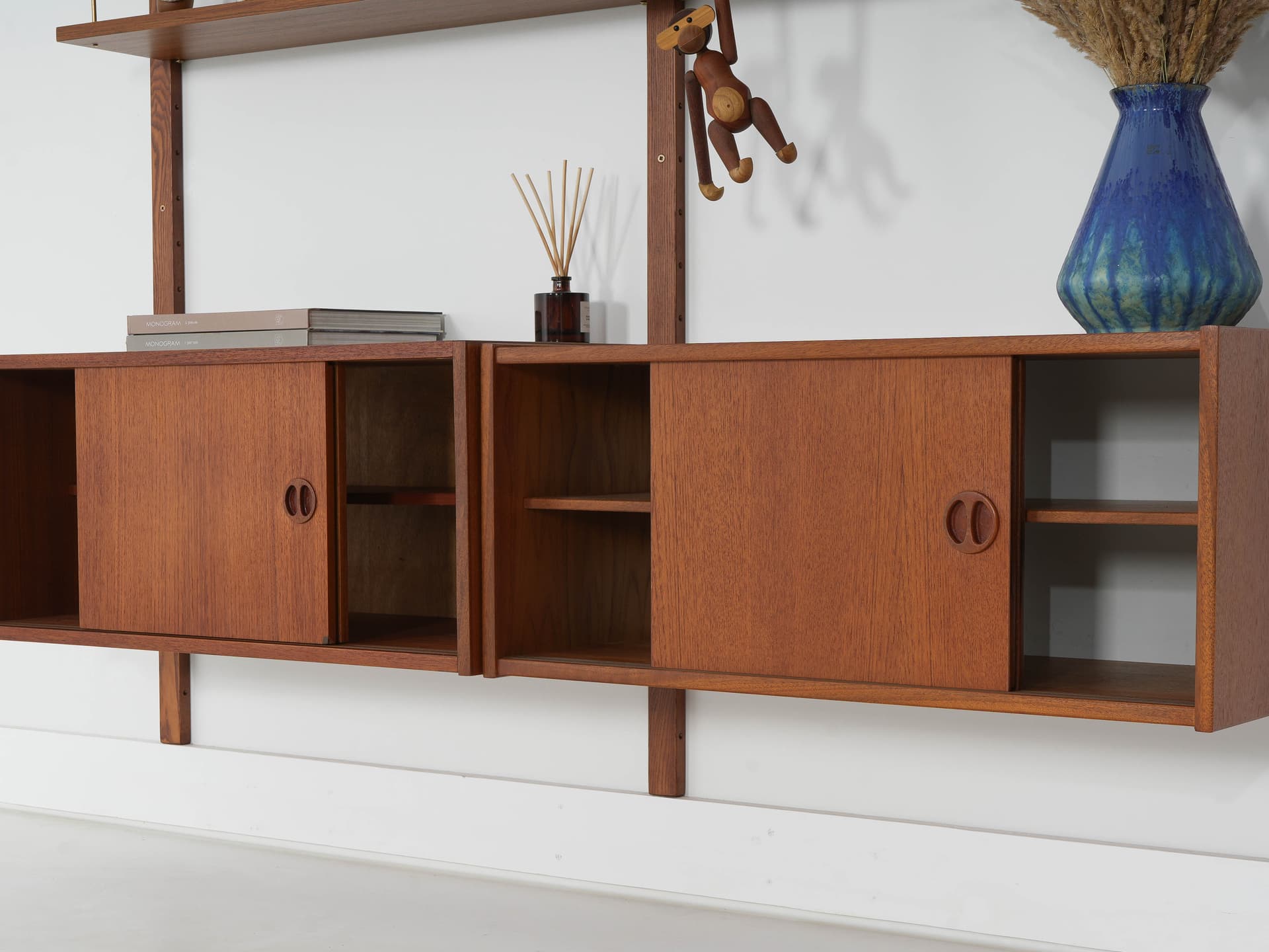 Regał systemowy, brązowy, teak metal, Dania, lata 60. - 339446